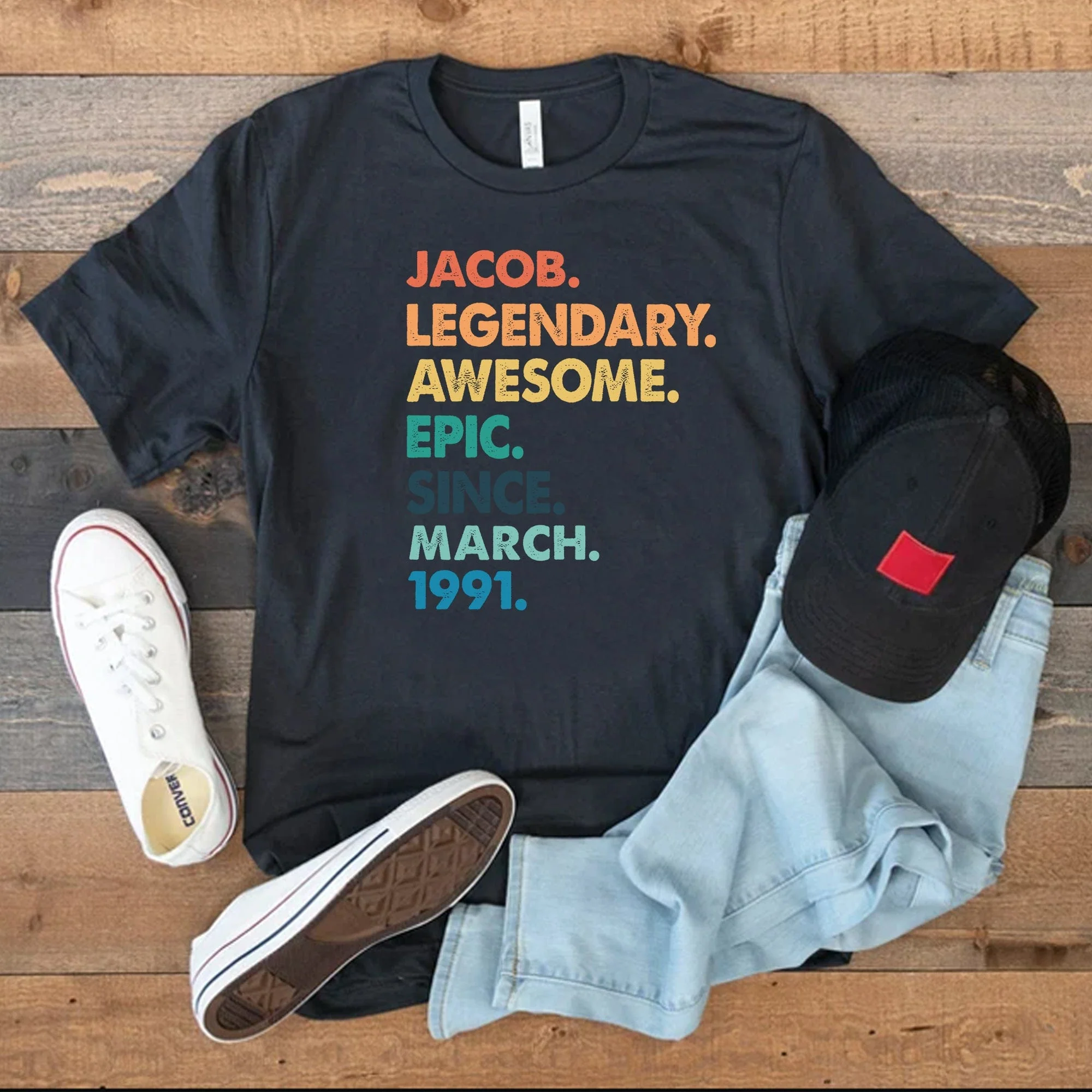 Legendary Awesome Epic Since   Personalized Custom Father's Day Shirt H342 - Image 2