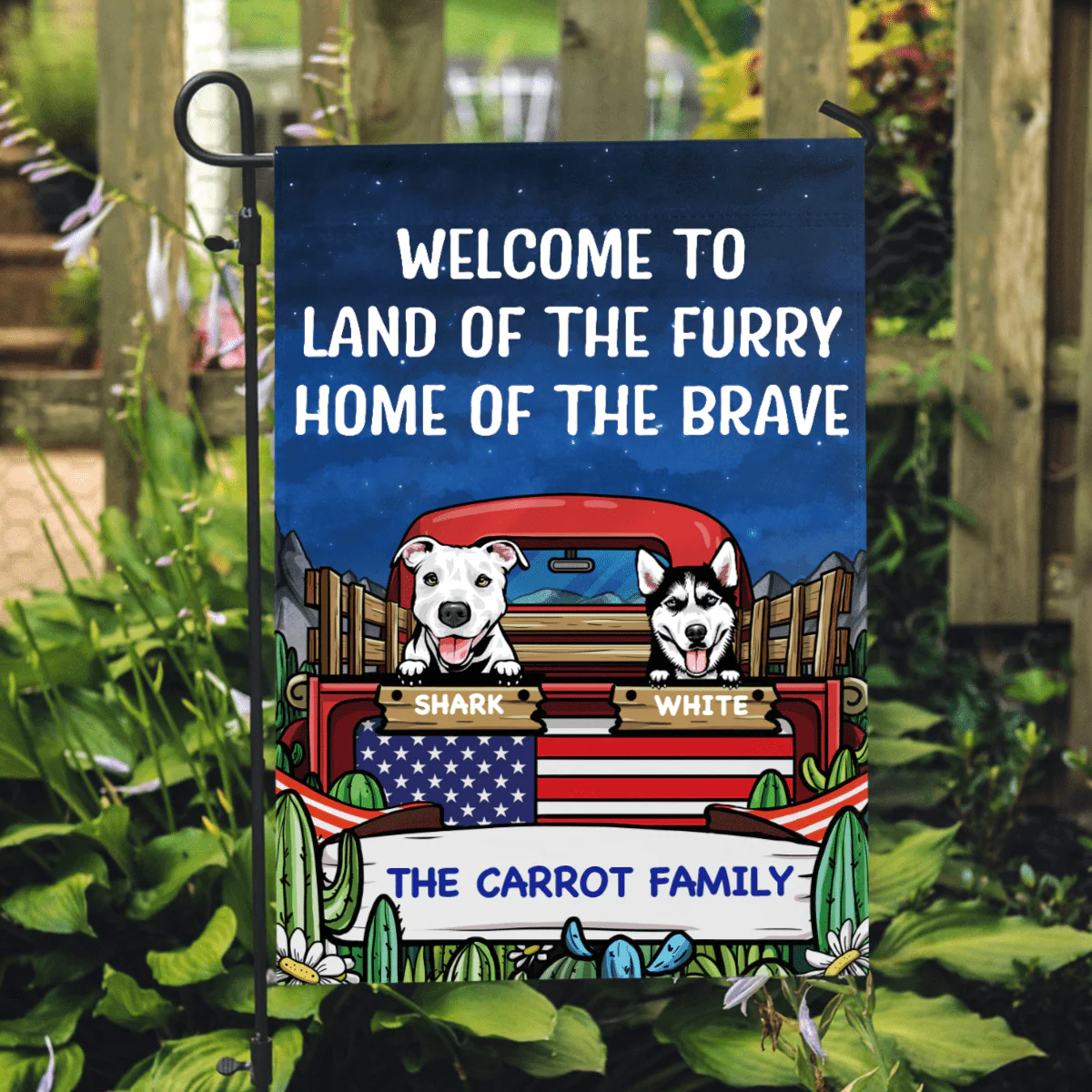 The Furry And The Brave Dog Garden Flag - Image 3