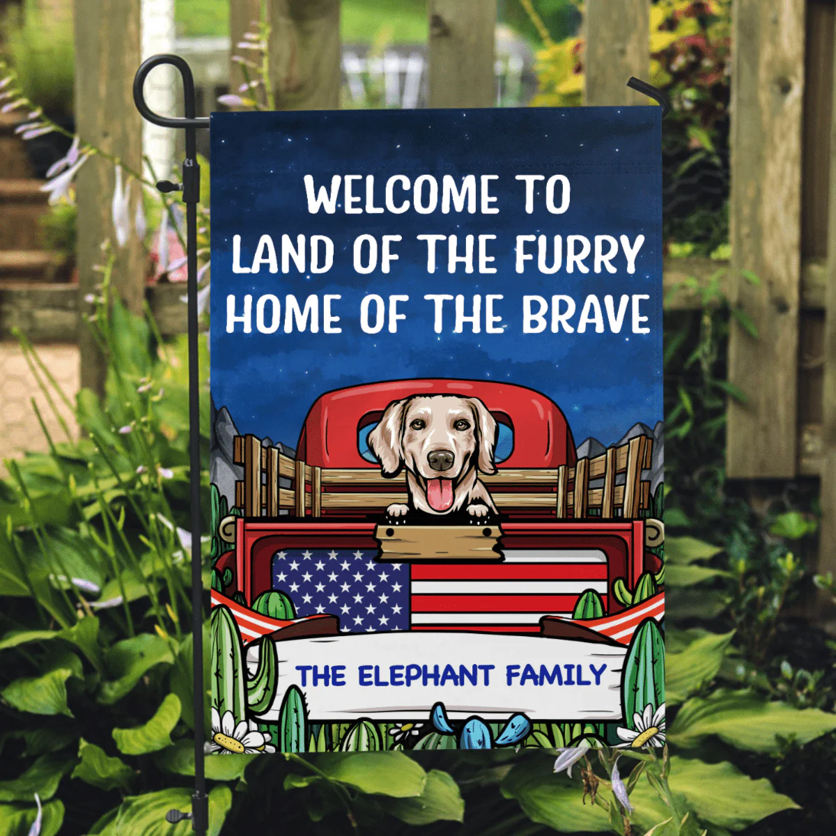 The Furry And The Brave Dog Garden Flag - Image 5