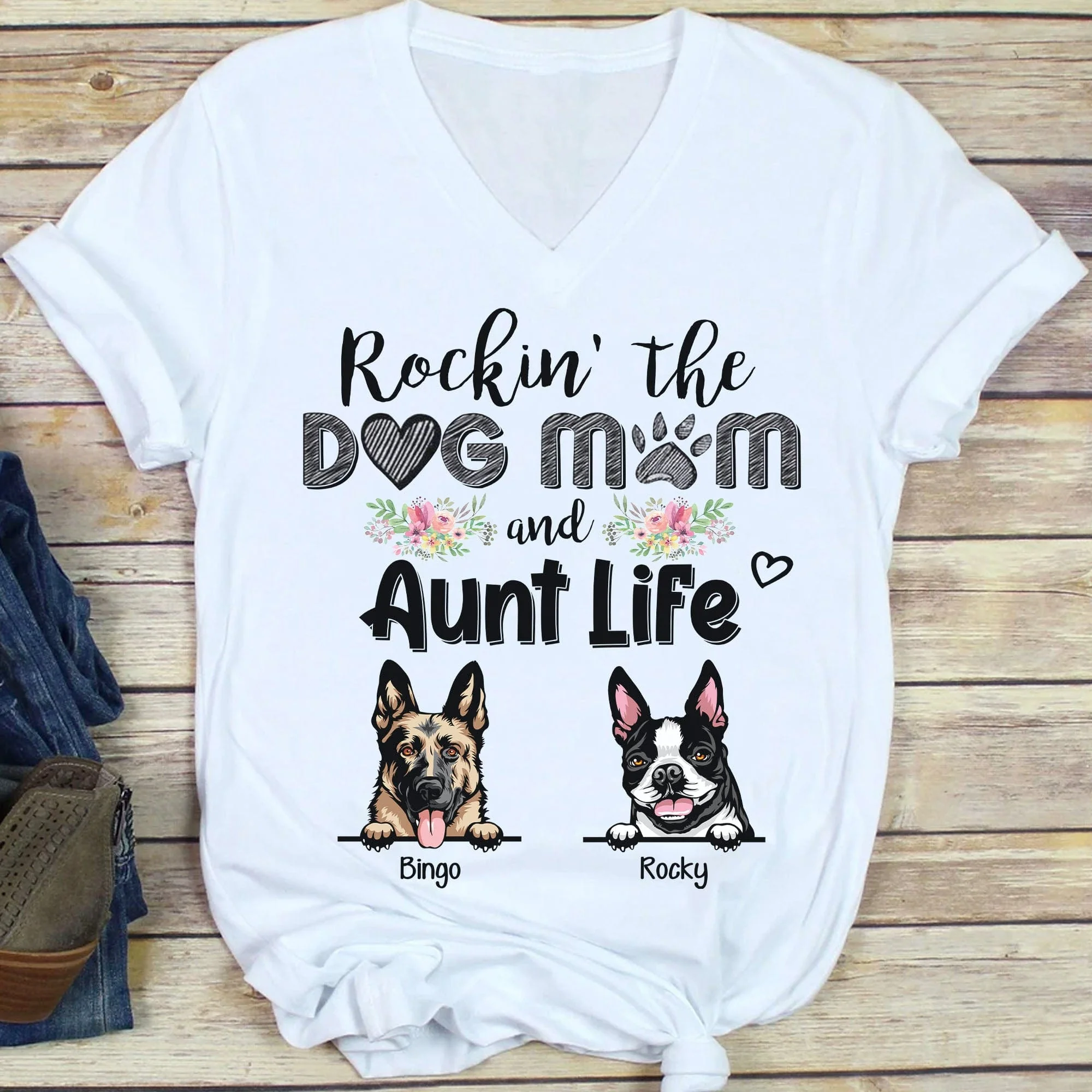 Rockin' The Dog Mom & Aunt Life Shirt 890641 - Image 3