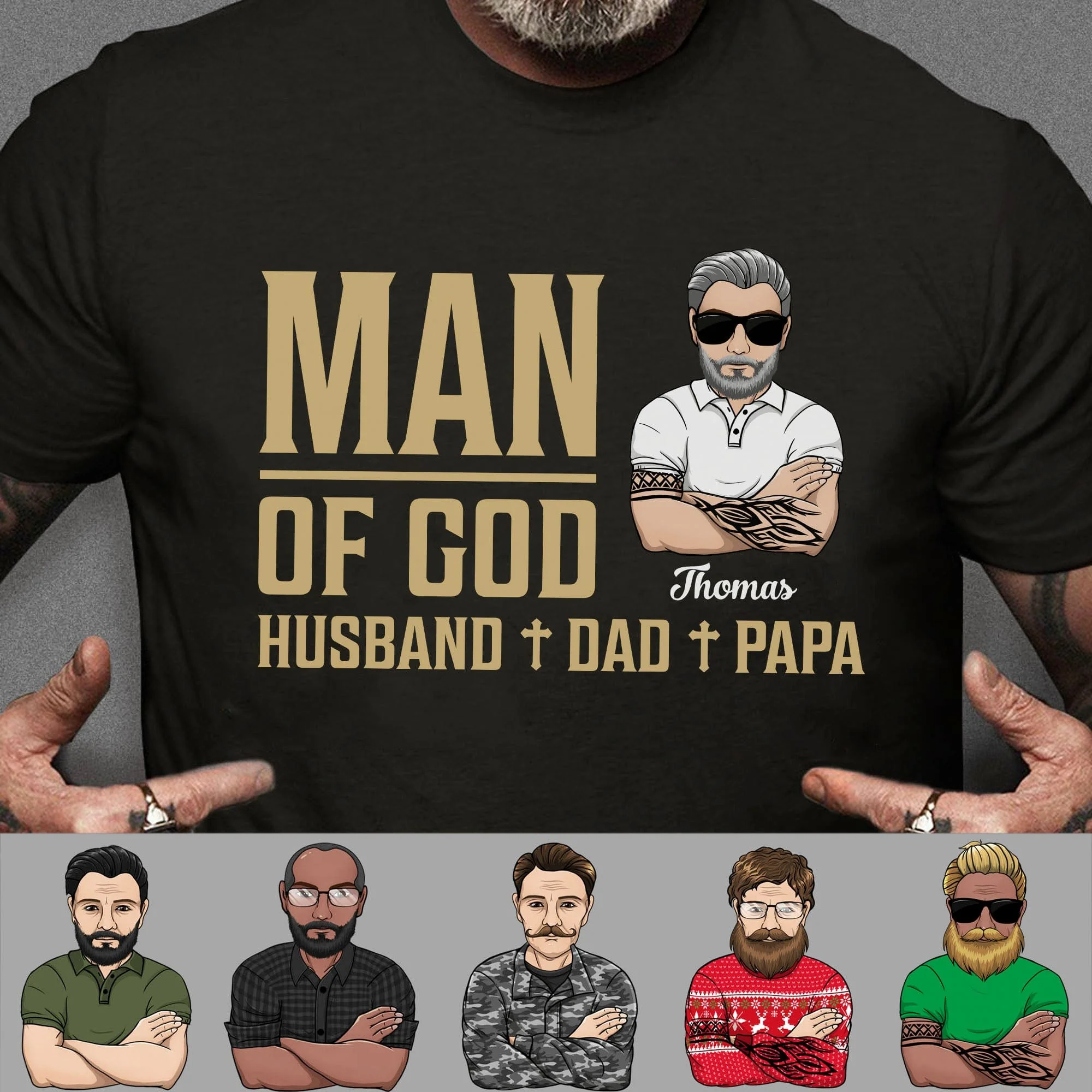 Man Of God Husband Dad Papa Personalized Custom Family Shirt C326