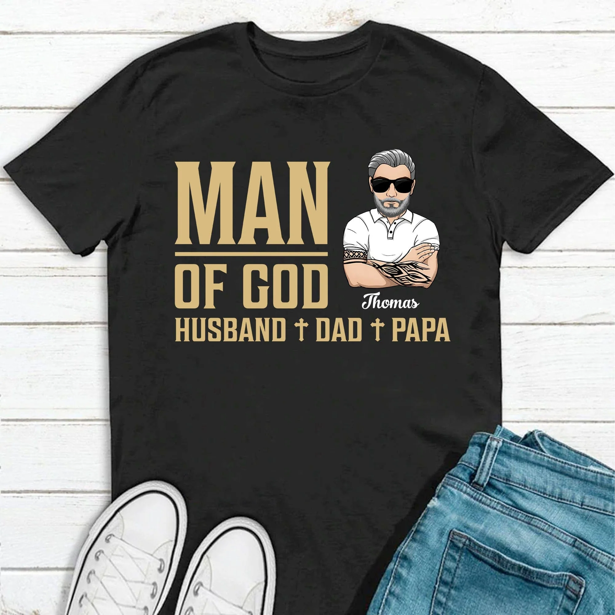 Man Of God Husband Dad Papa Personalized Custom Family Shirt C326 - Image 4