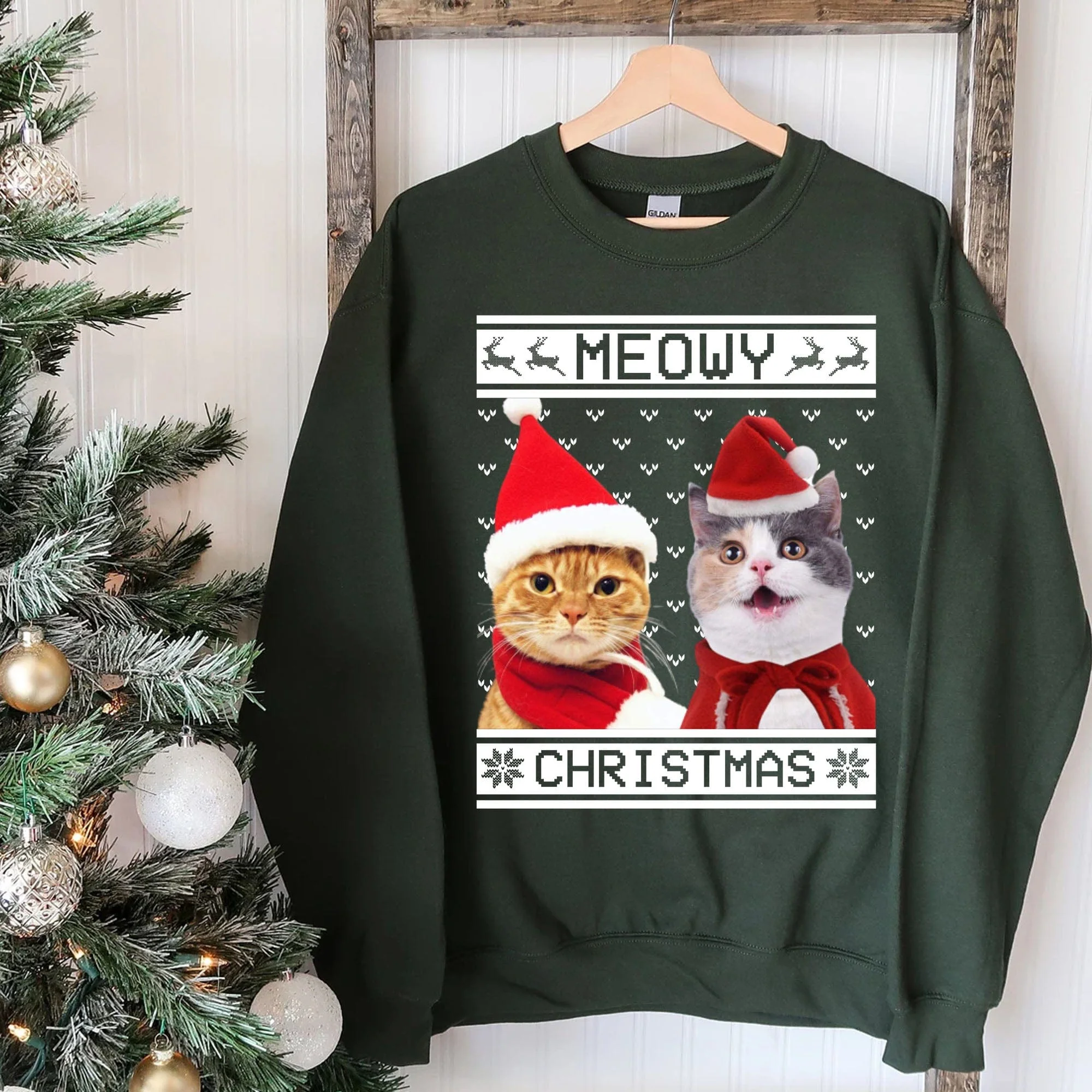 Meowy Christmas Personalized Cat Lover Sweater Christmas NA29 - Image 4