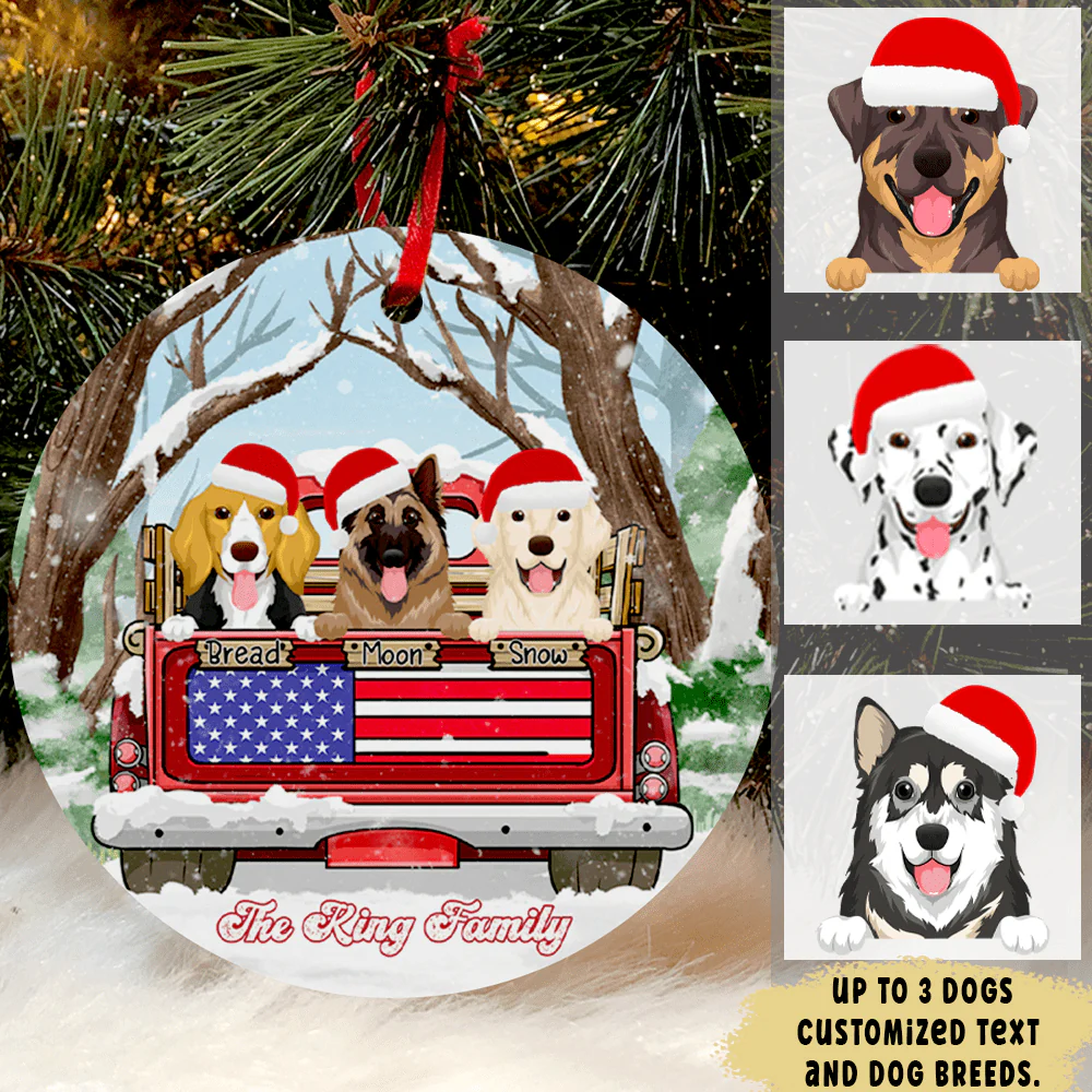 Merry Xmas Truck Car Dogs Cats Christmas Ornament