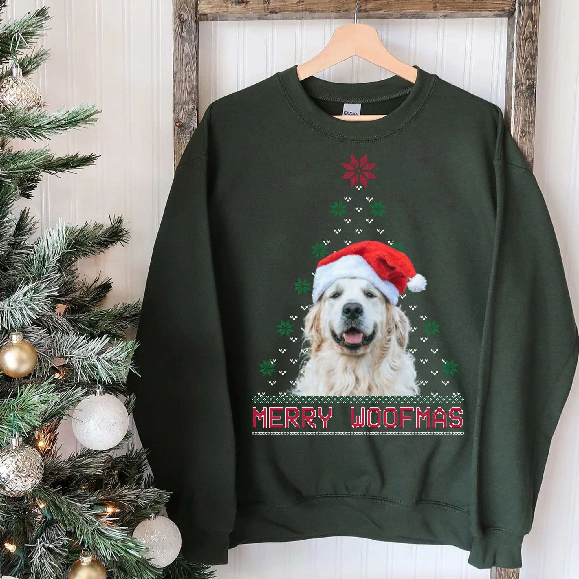 Merry Woofmas Personalized Custom Photo Dog Sweatshirt, Dog Lover Sweater Christmas C474 - Image 5