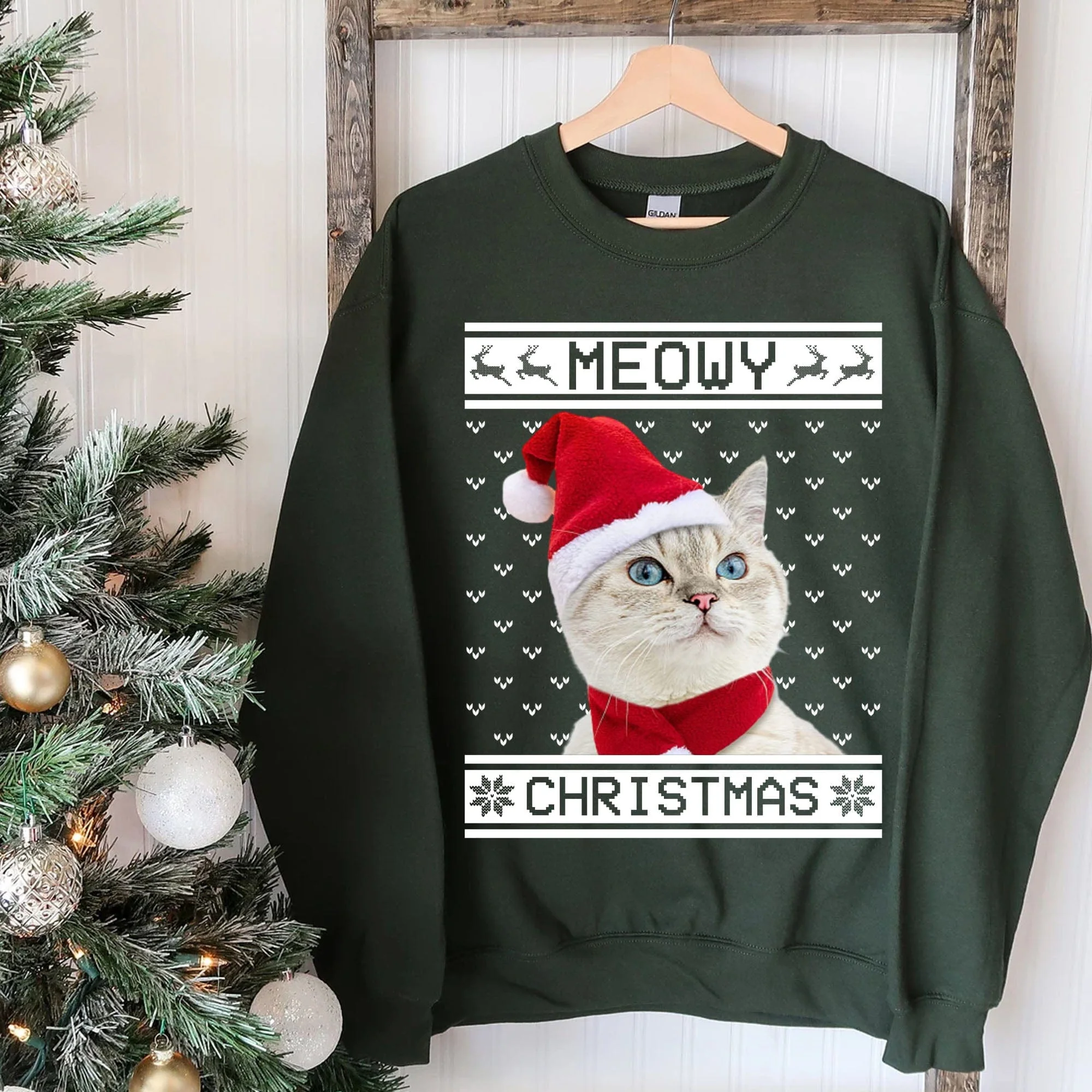 Merry Woofmas Personalized Custom Photo Dog Sweatshirt, Dog Lover Sweater Christmas C474V2 - Image 4