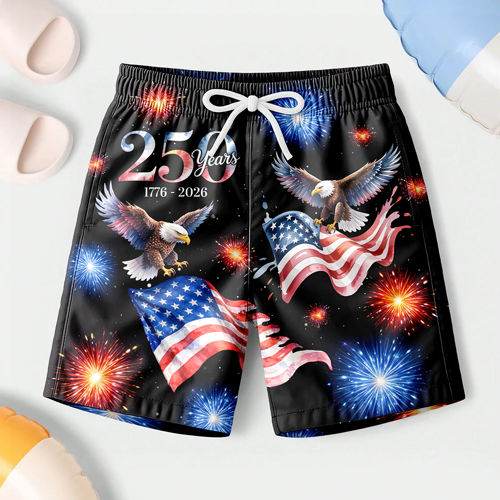 250 Years 1776 - 2026 Patriotic Eagle Beach Short HA75 921052 - Image 5