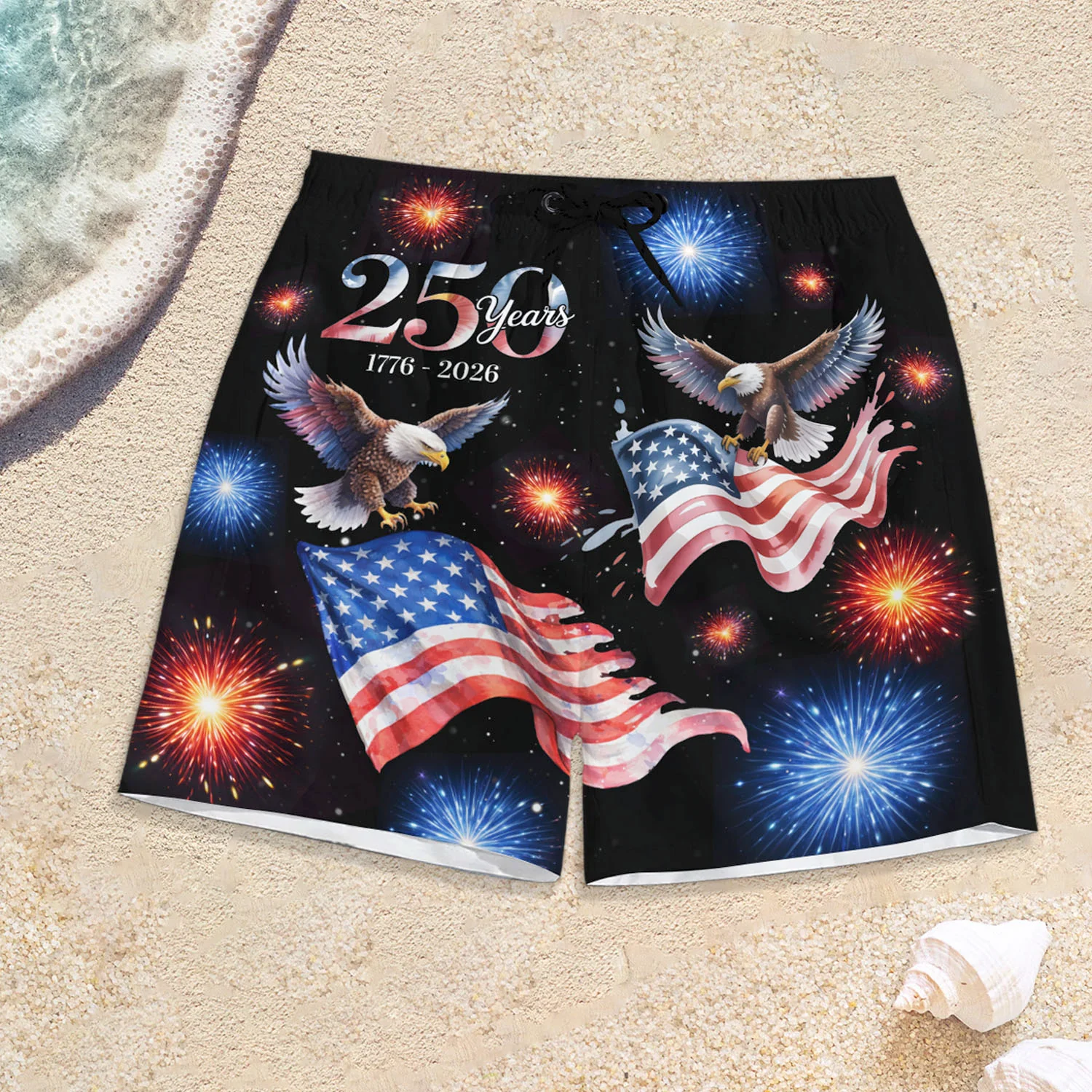 250 Years 1776 - 2026 Patriotic Eagle Beach Short HA75 921052 - Image 6