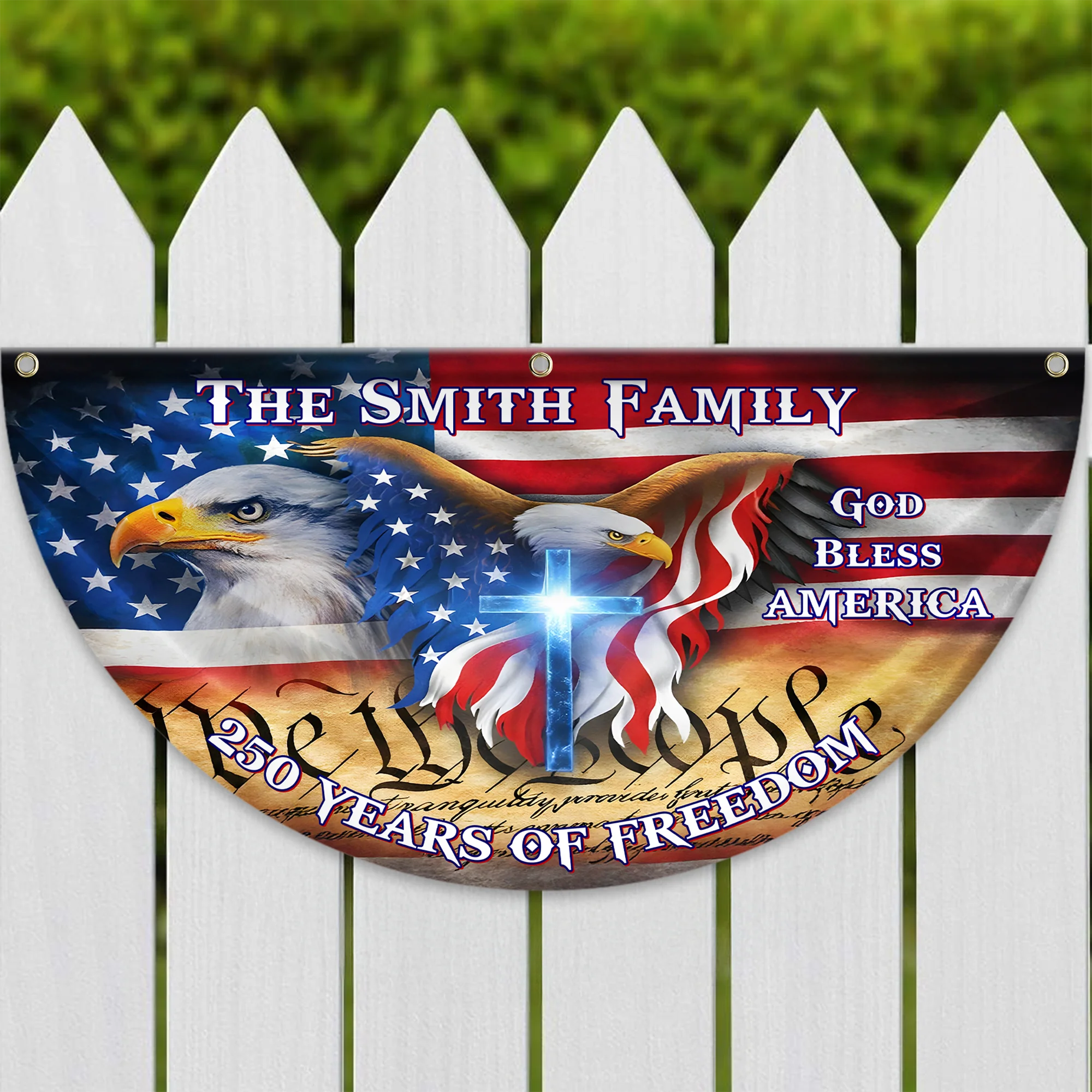 250 Years God Bless America Flag, Patriotic 1776-2026 Freedom Non-Pleated Fan Flag HA75 920136 - Image 4