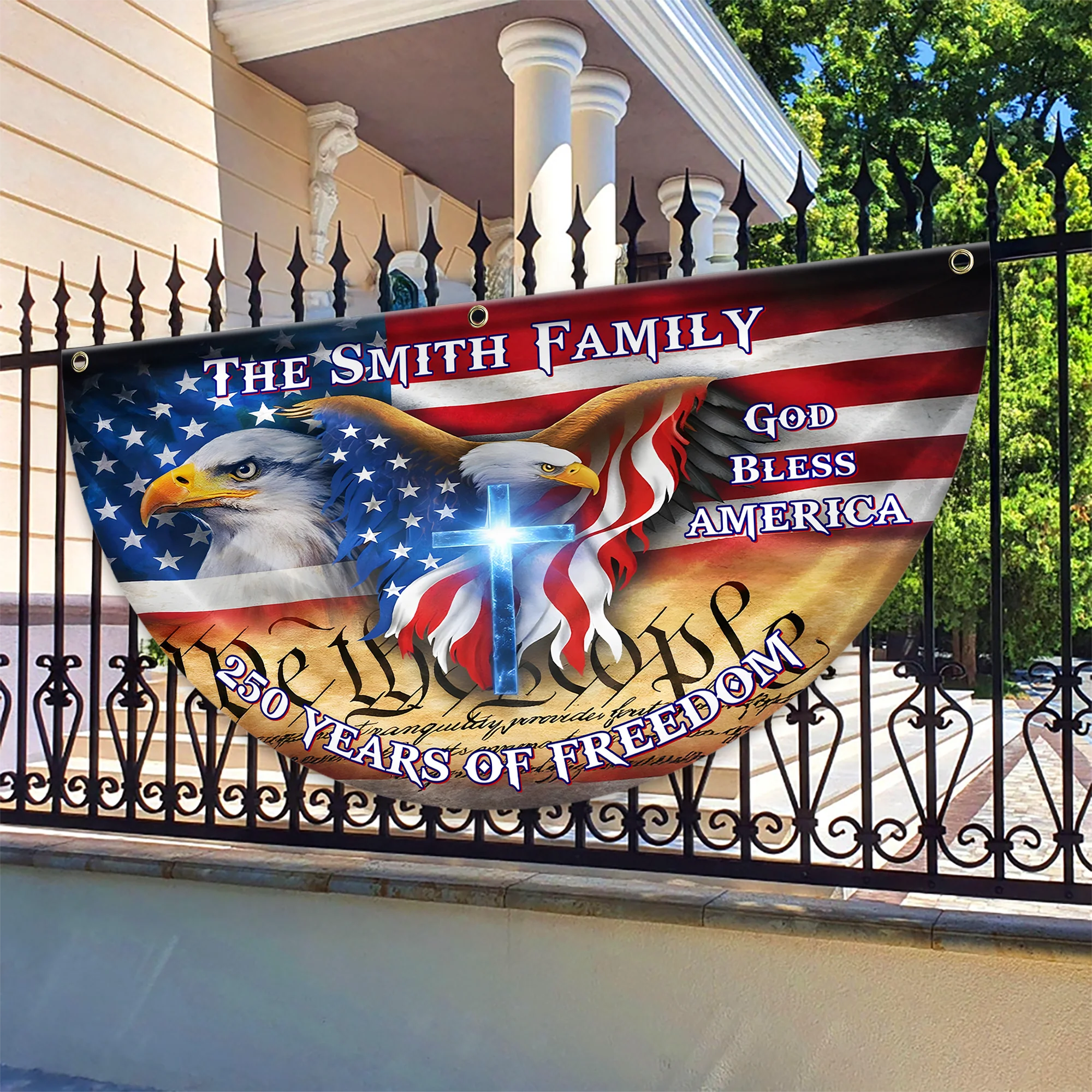 250 Years God Bless America Flag, Patriotic 1776-2026 Freedom Non-Pleated Fan Flag HA75 920136 - Image 5