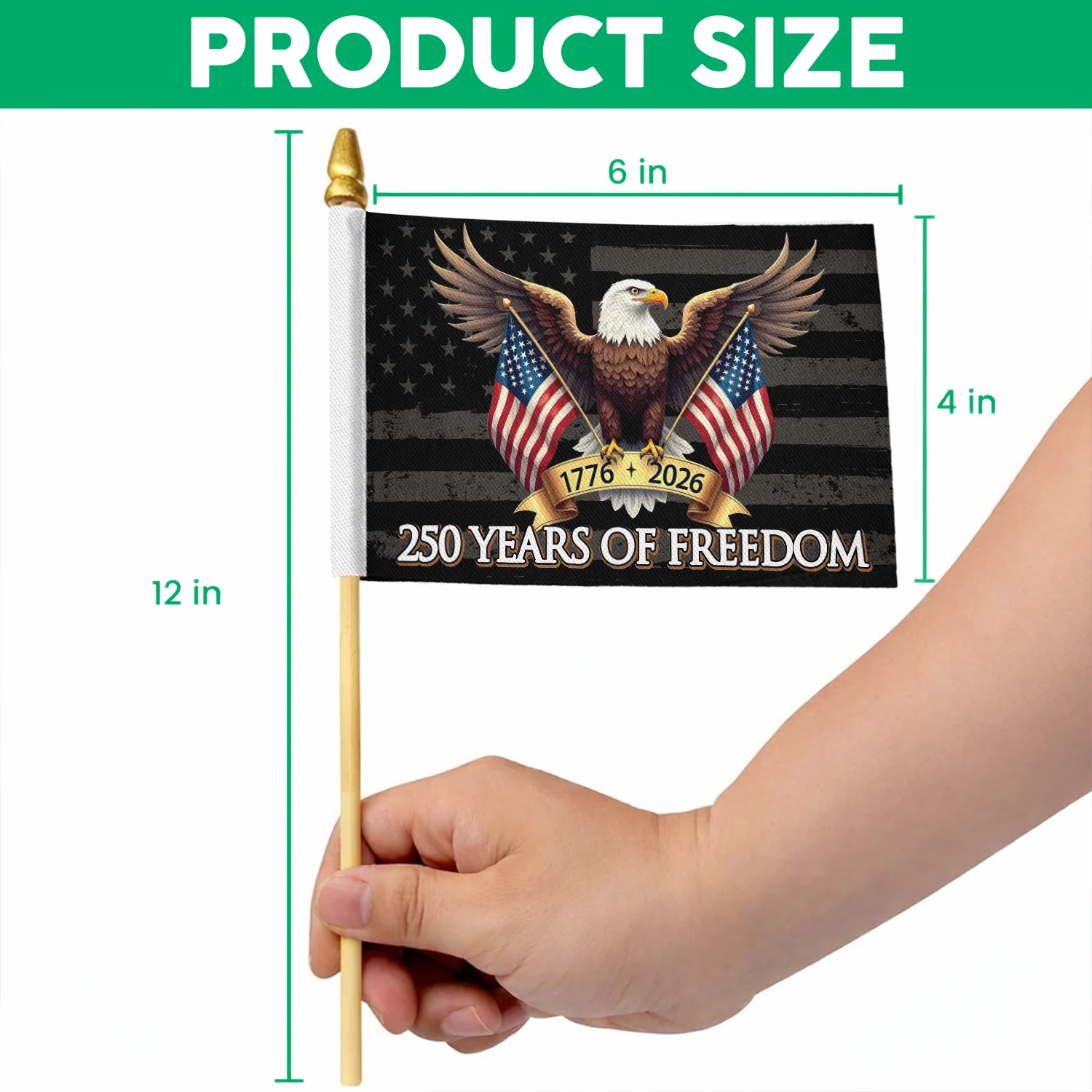 250 Years of Freedom American USA 250th Anniversary 1776-2026 Handheld Flag HA75 898866 - Image 6