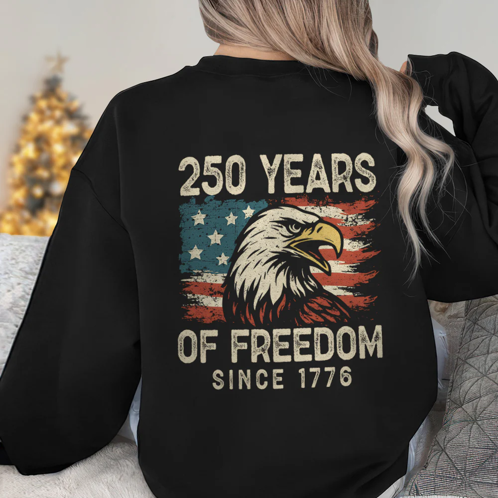 250 Years Of Freedom Since 1776 USA Bald Eagle America Flag Back Side Dark Shirt HA75 897368 - Image 3