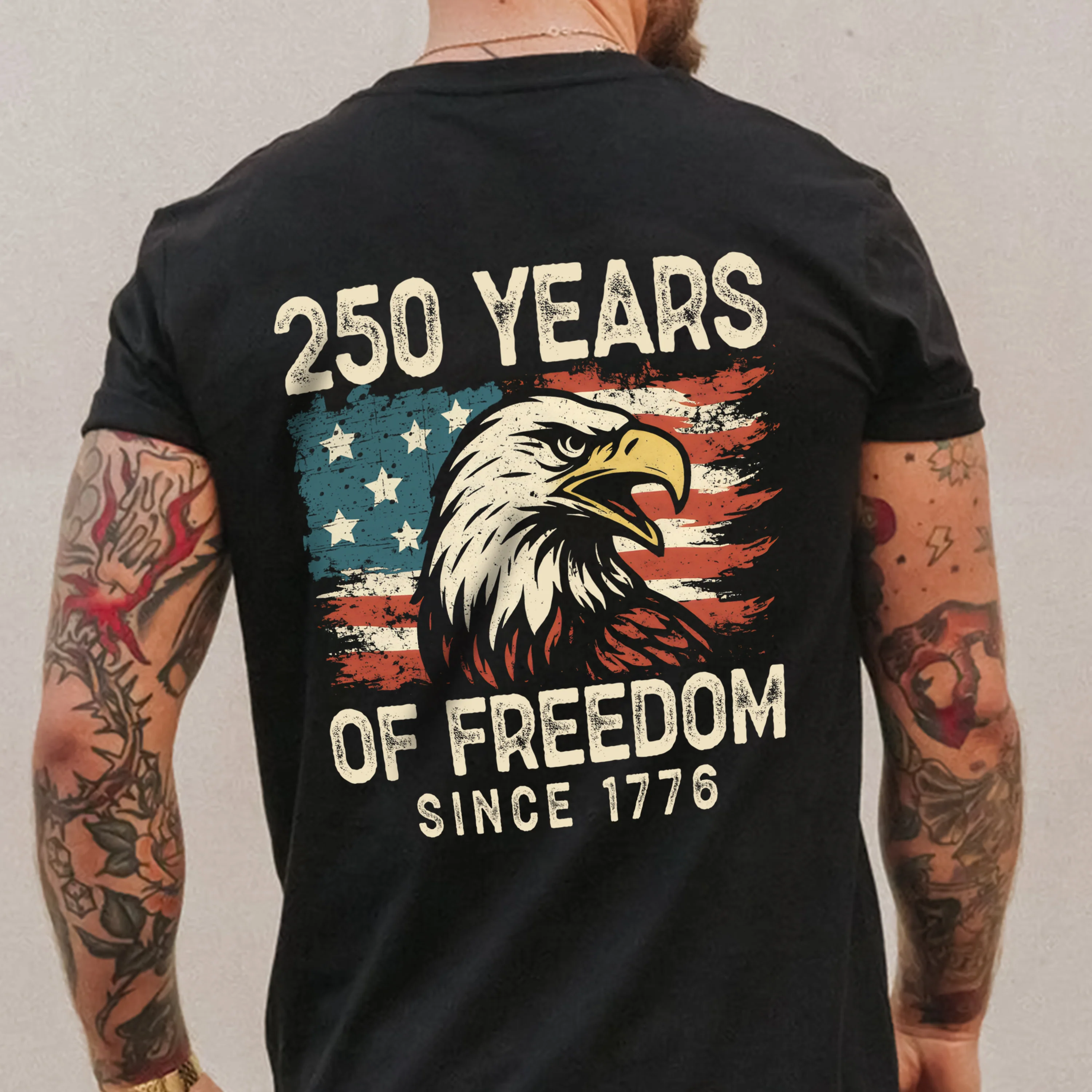 250 Years Of Freedom Since 1776 USA Bald Eagle America Flag Back Side Dark Shirt HA75 897368 - Image 5