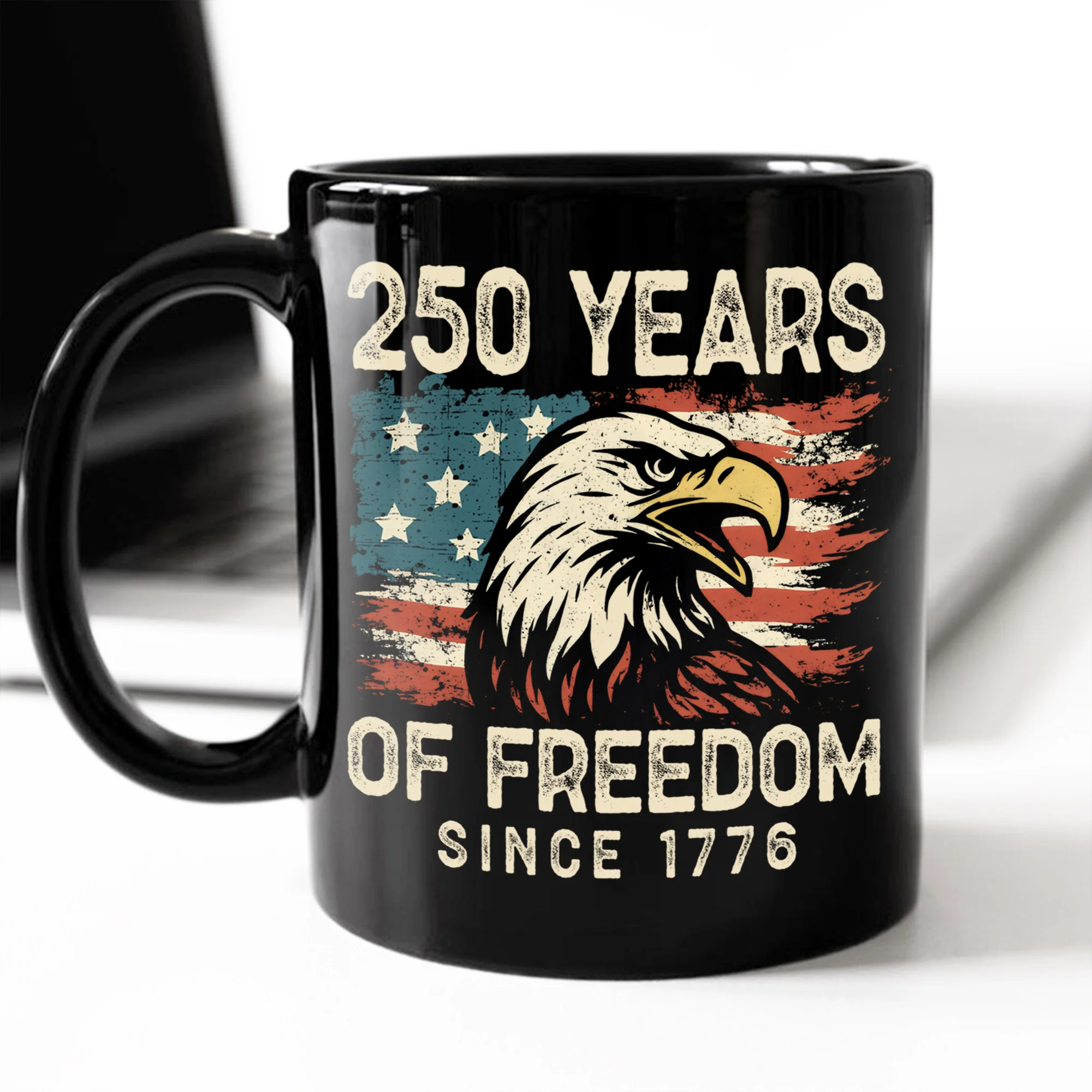 250 Years Of Freedom Since 1776 USA Bald Eagle America Flag Black Mug HA75 897370 - Image 6