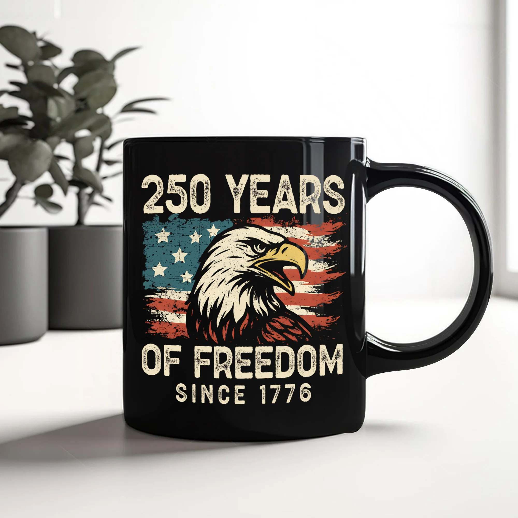 250 Years Of Freedom Since 1776 USA Bald Eagle America Flag Black Mug HA75 897370 - Image 8