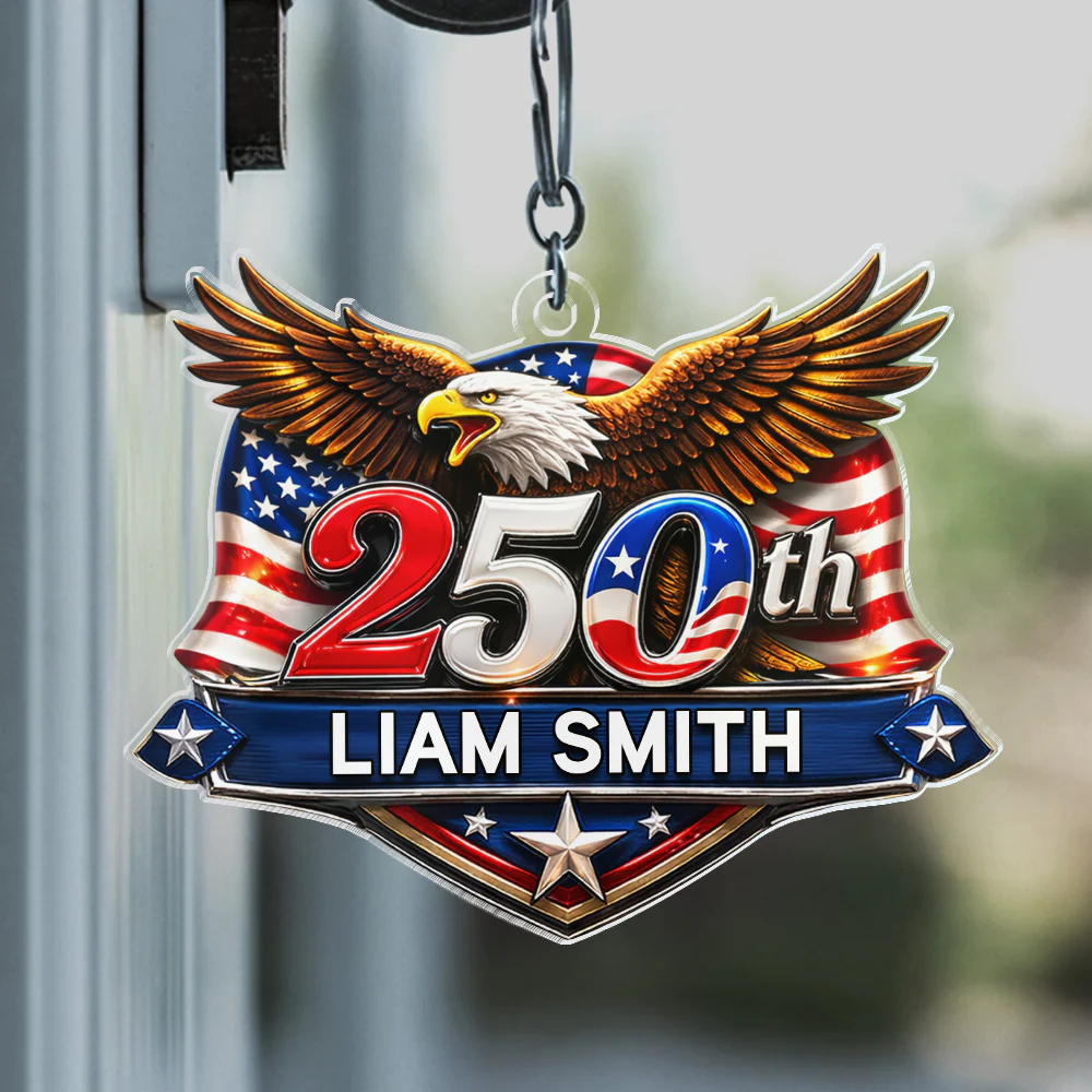 250th Anniversary 1776-2026 Eagle USA Semiquincentennial Patriotic Acrylic Keychain HA75 921012 - Image 2