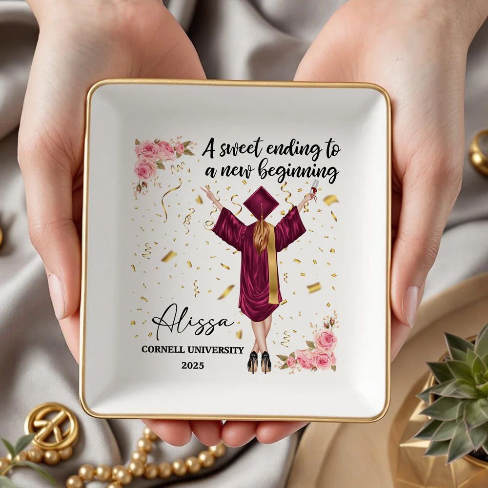 A Sweet Ending To A New Beginning Personalized Jewelry Dish Graduation Gift HA75 891930 - Image 5