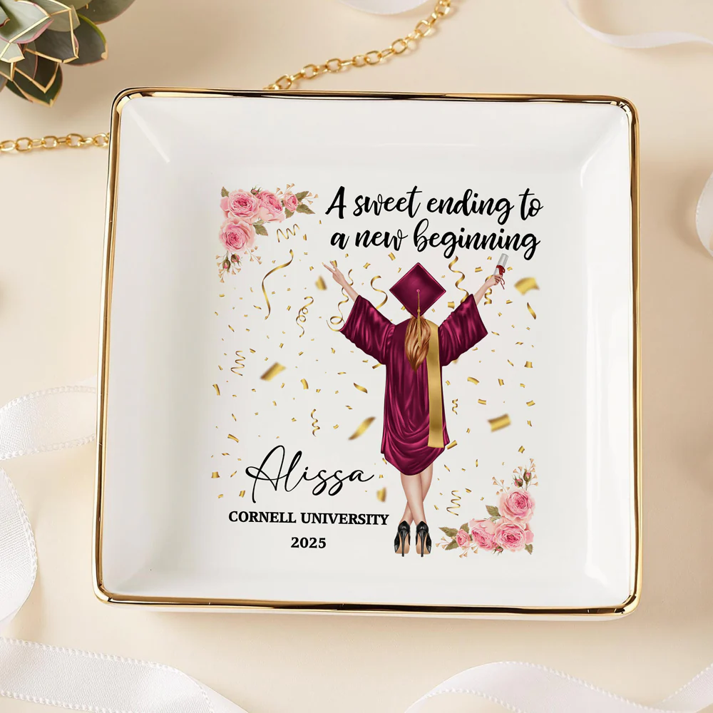 A Sweet Ending To A New Beginning Personalized Jewelry Dish Graduation Gift HA75 891930 - Image 6