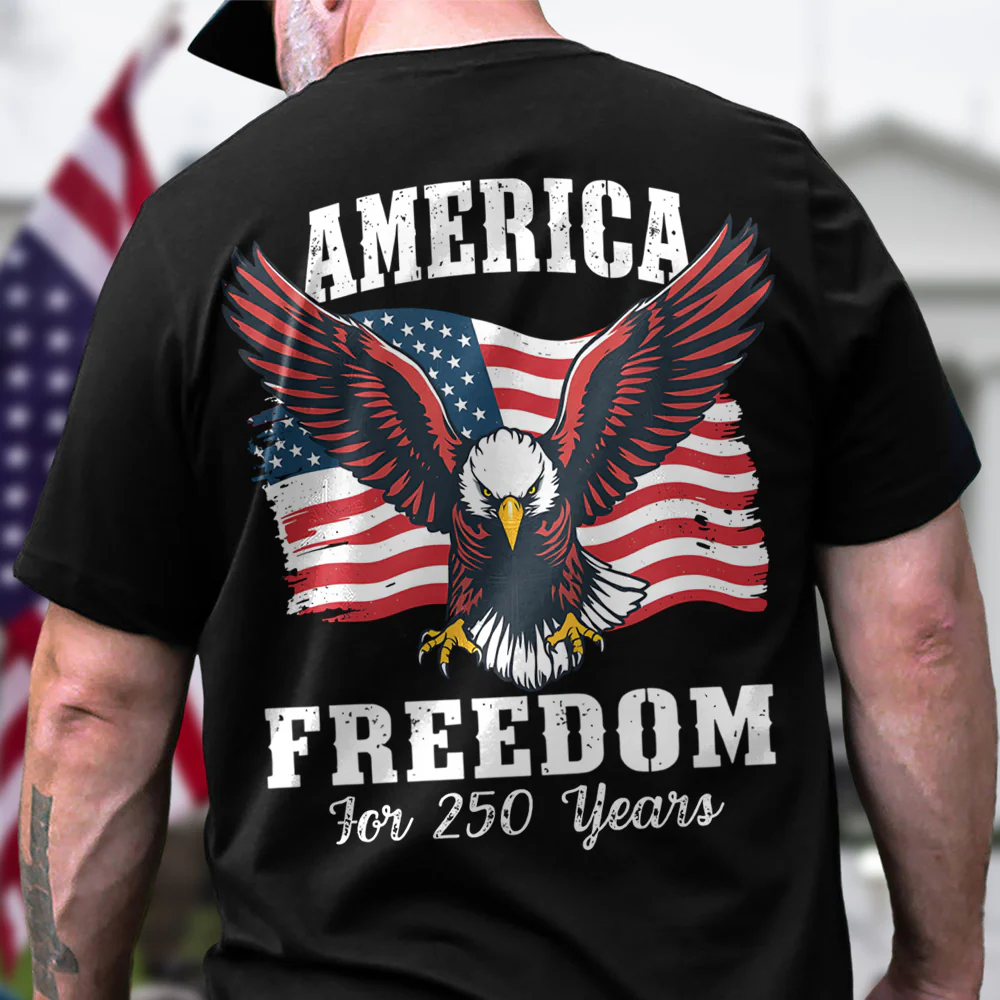America Freedom Patriotic Eagle Flag Back Side Dark Shirt HA75 897334 - Image 2