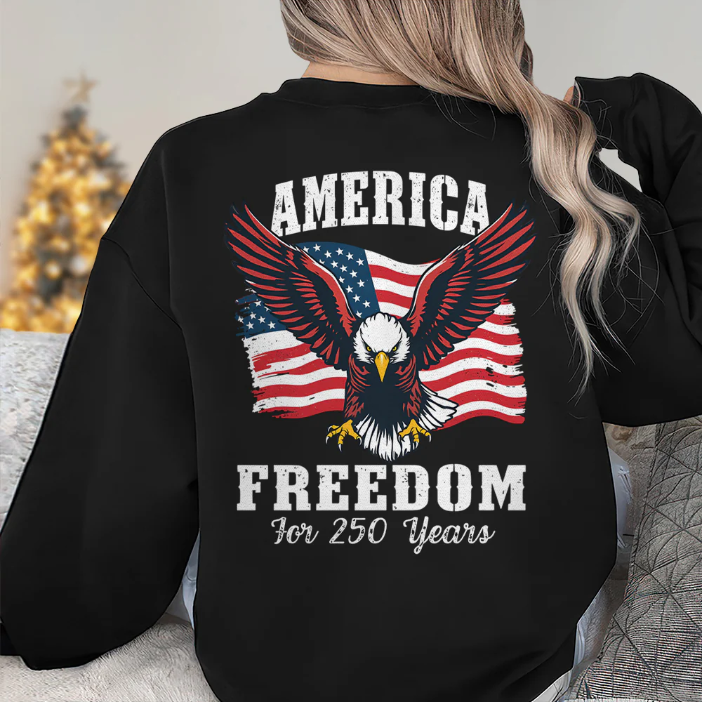 America Freedom Patriotic Eagle Flag Back Side Dark Shirt HA75 897334 - Image 3