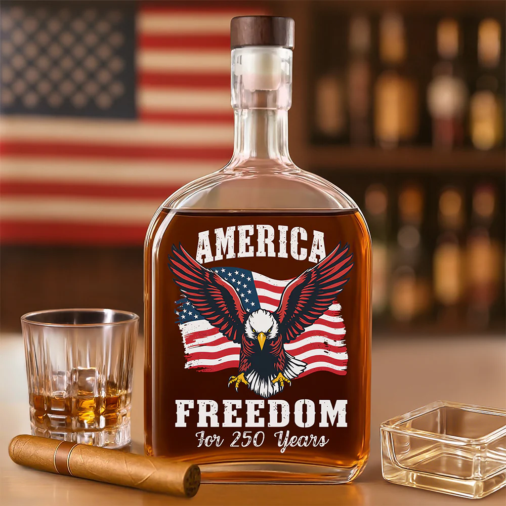 250 Years of Freedom America Patriotic Eagle Flag Whiskey Bottle HA75 897338