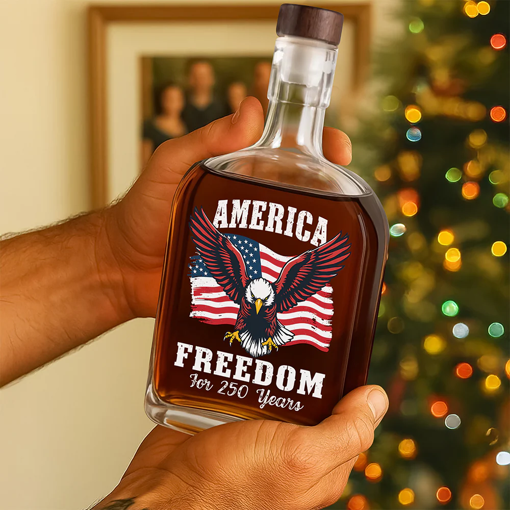 250 Years of Freedom America Patriotic Eagle Flag Whiskey Bottle HA75 897338 - Image 3