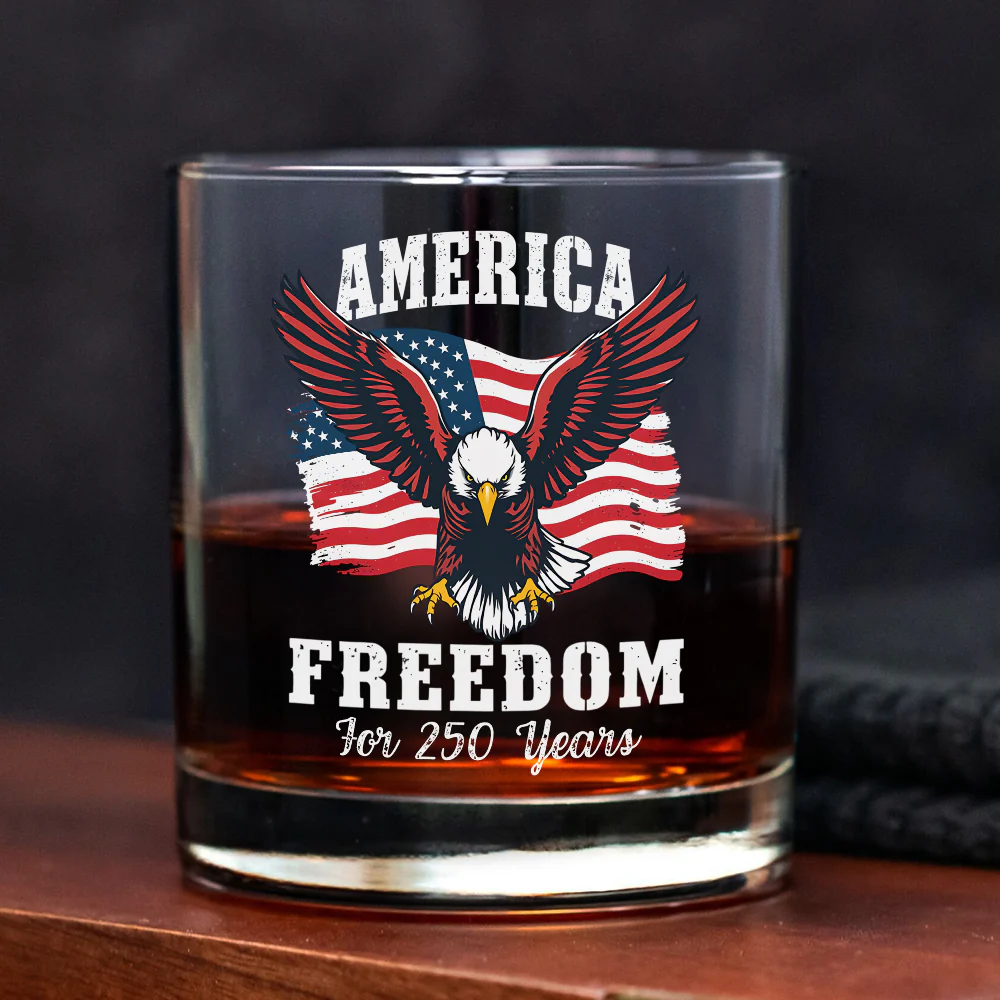 250 Years of Freedom America Patriotic Eagle Flag Whiskey Glass HA75 897342 - Image 5