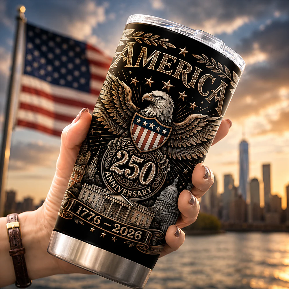 America 250th Anniversary 1776 - 2026 Patriotic Fat Tumbler HA75 921602 - Image 2