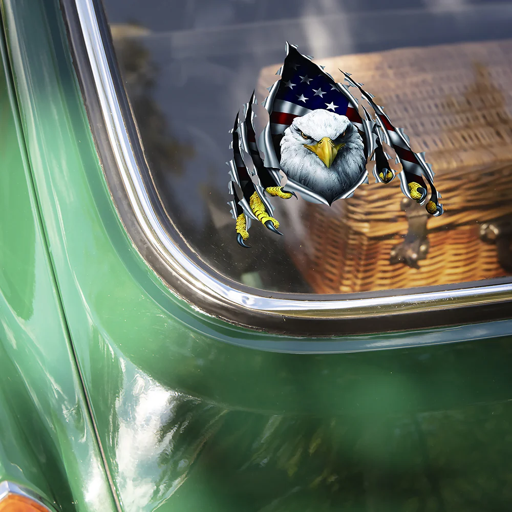 American Eagle With Flag Patriotic Car Window Decal Sticker HA75 898388 - Image 6