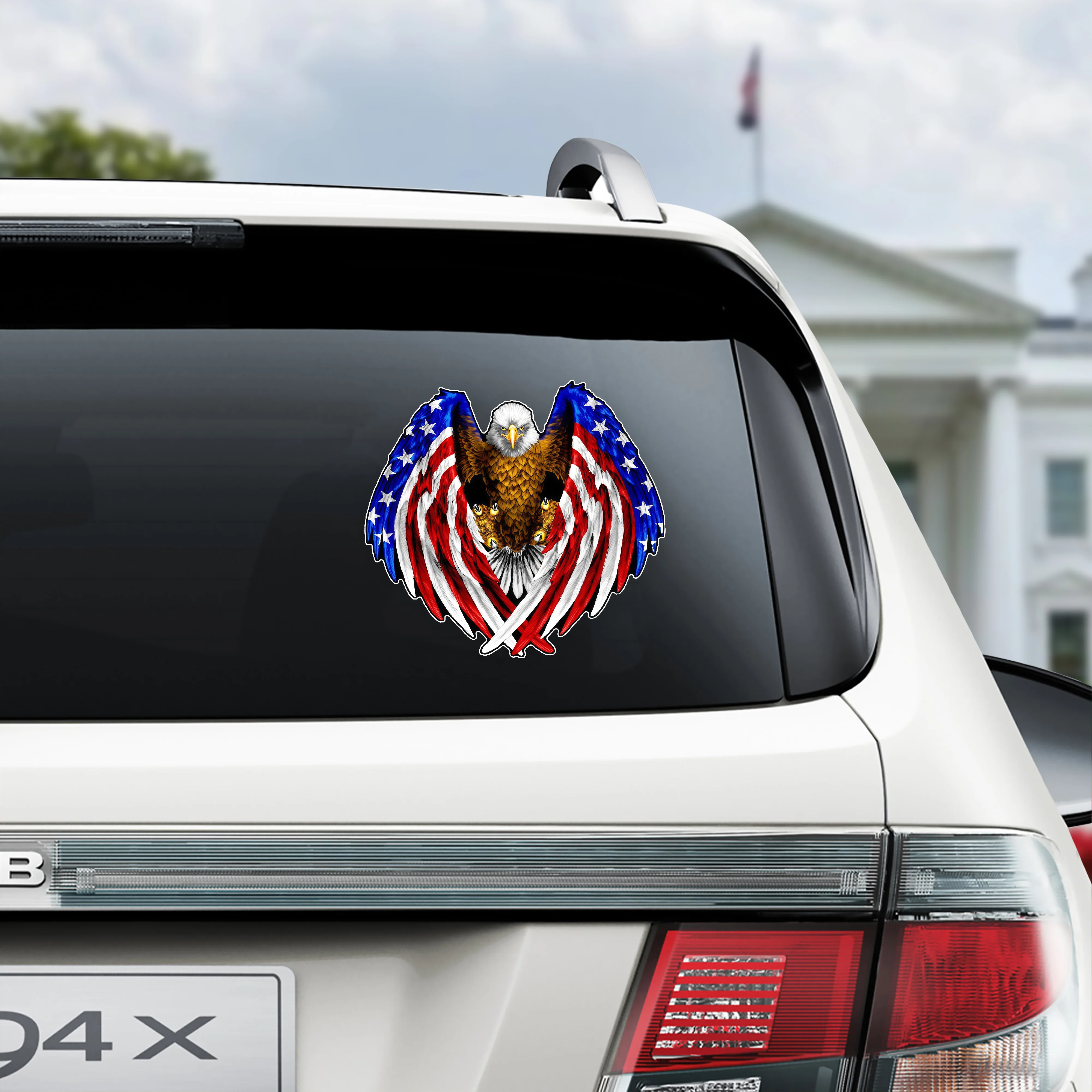 American Eagle With Flag Patriotic Car Window Decal Sticker HA75 898394 - Image 6