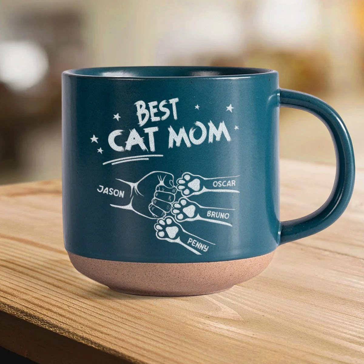Best Dog Dad, Cat Dad, Dog Mom, Cat Mom Ever Personalized Engraved Pottery Mug HA75 891584 - Image 2