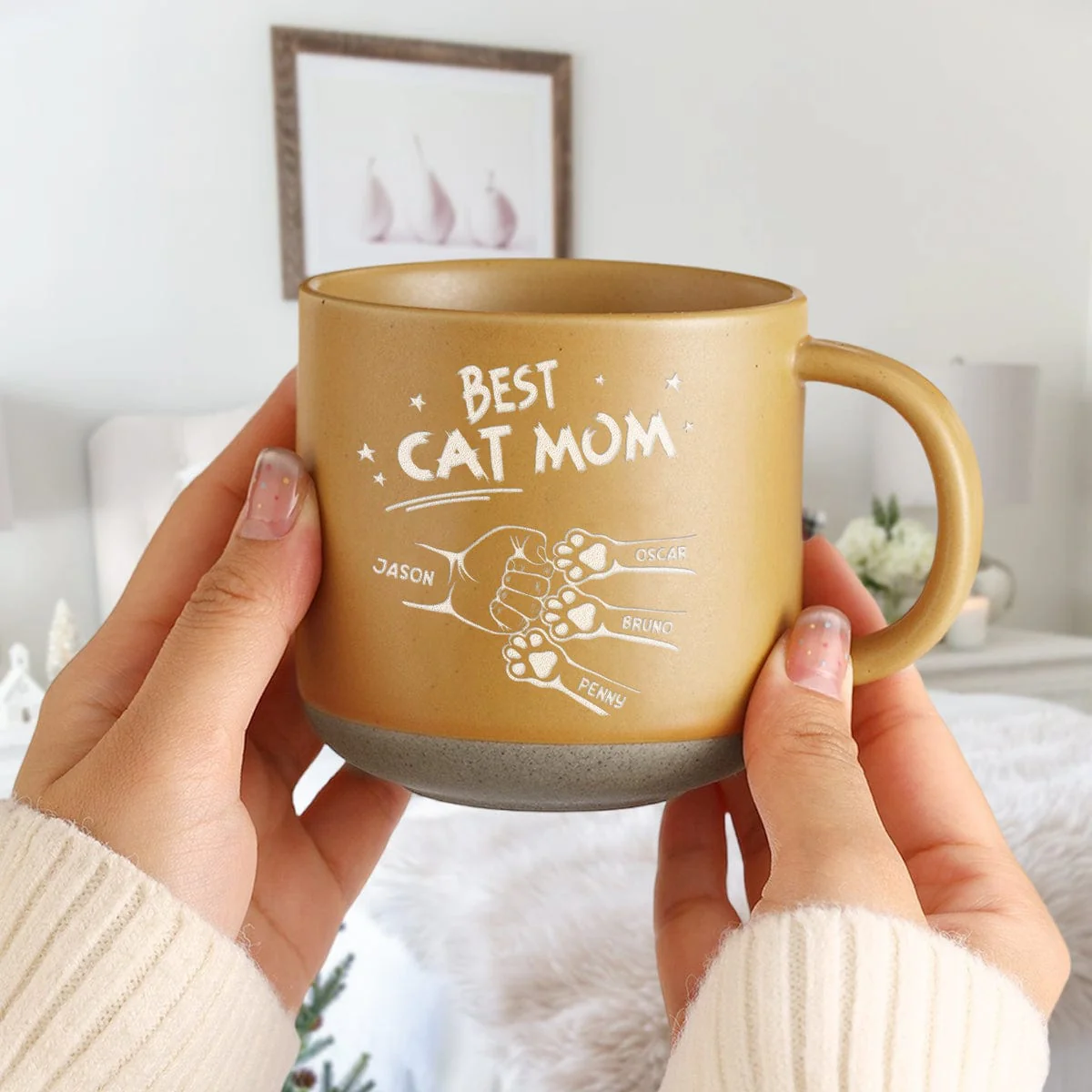 Best Dog Dad, Cat Dad, Dog Mom, Cat Mom Ever Personalized Engraved Pottery Mug HA75 891584 - Image 5
