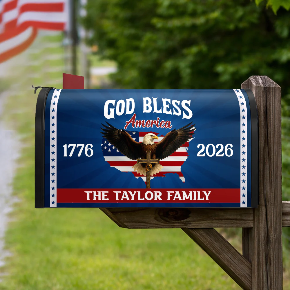 Custom 250th Anniversary God Bless America Eagle 1776–2026 Patriotic Mailbox Cover HA75 898944 - Image 3