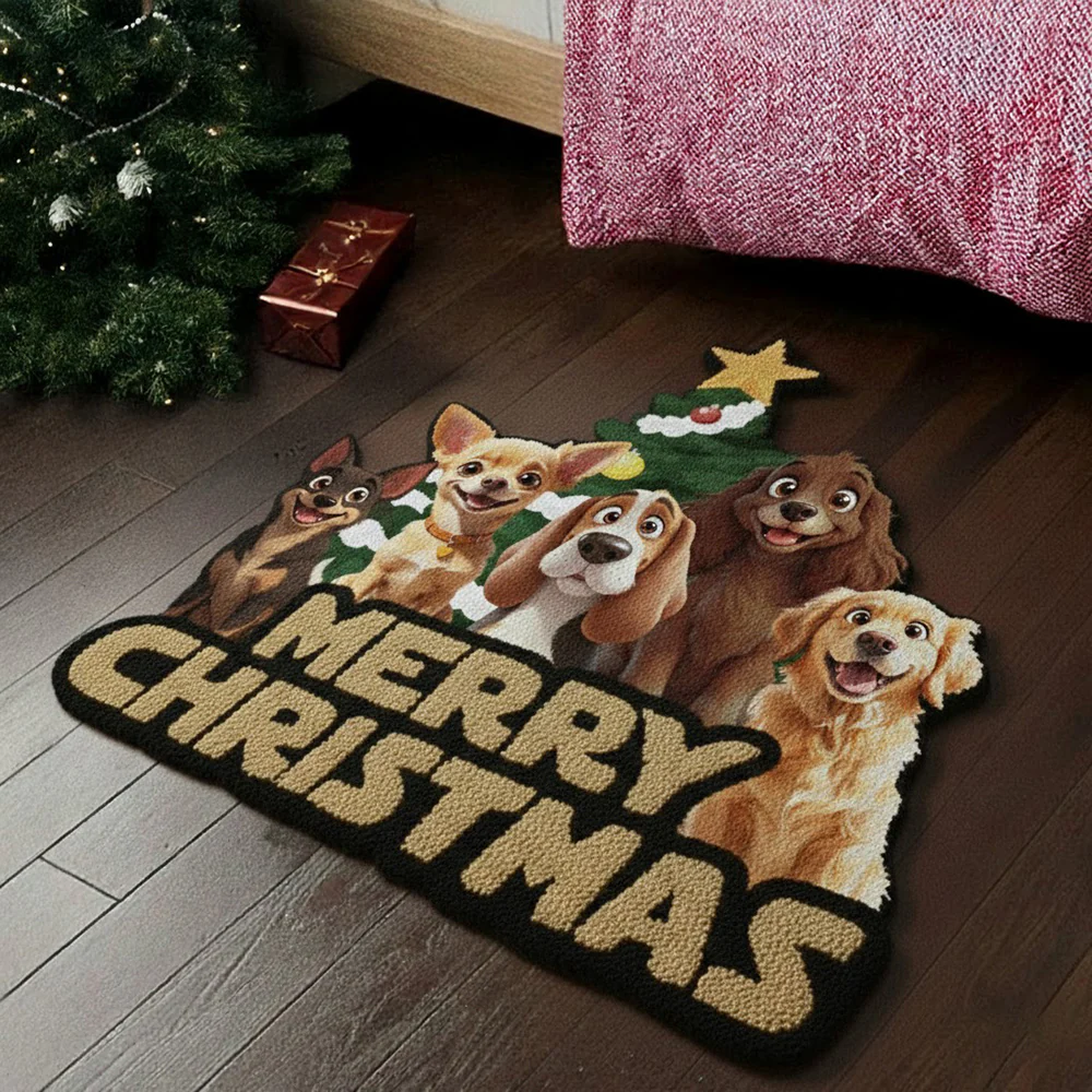 Custom 3D Cute Dog Merry Christmas Personalized Custom Shape Faux Cashmere Rug HA75 898474 - Image 4