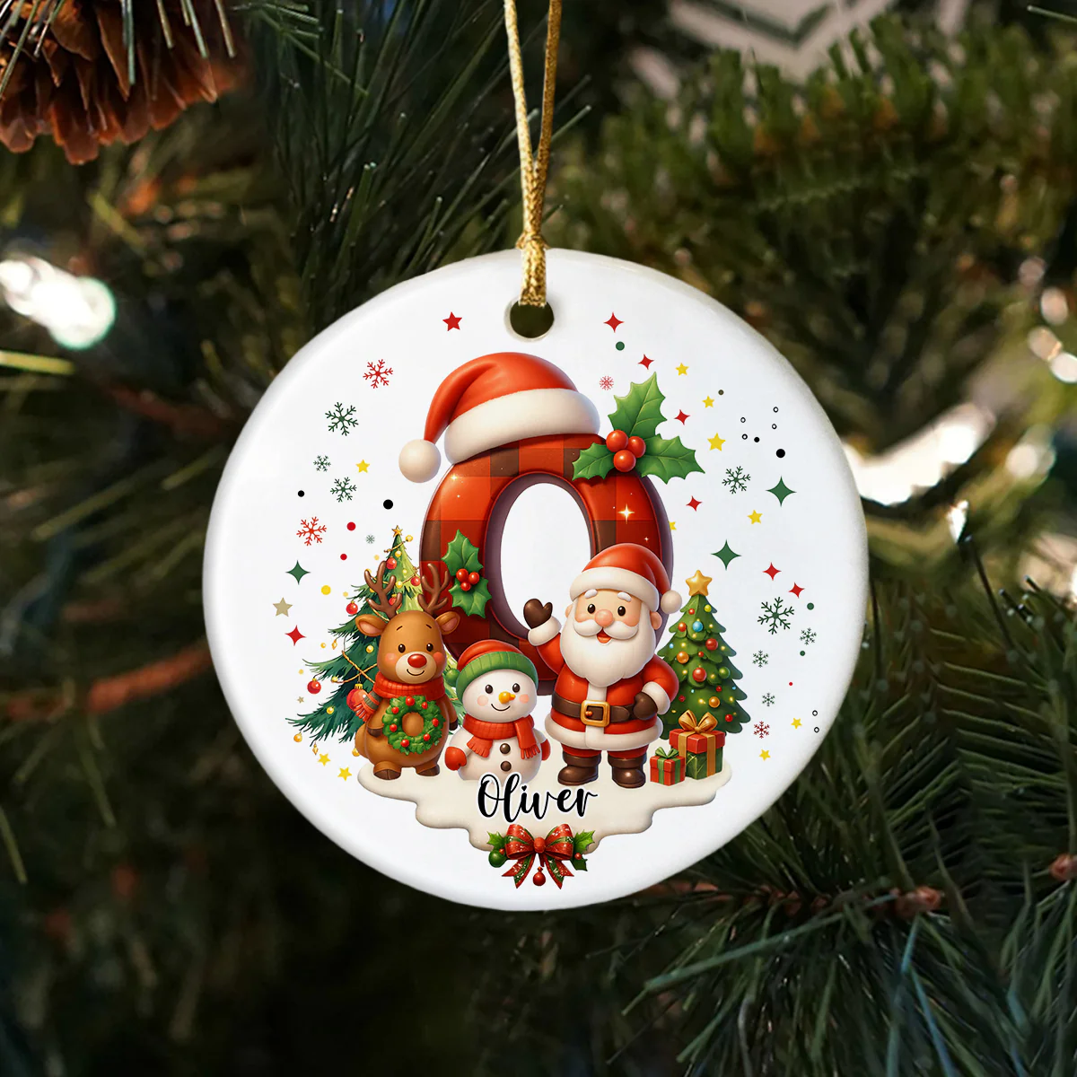 Custom Alphabet Personalized Christmas Ceramic Ornament HA75 897572 - Image 3