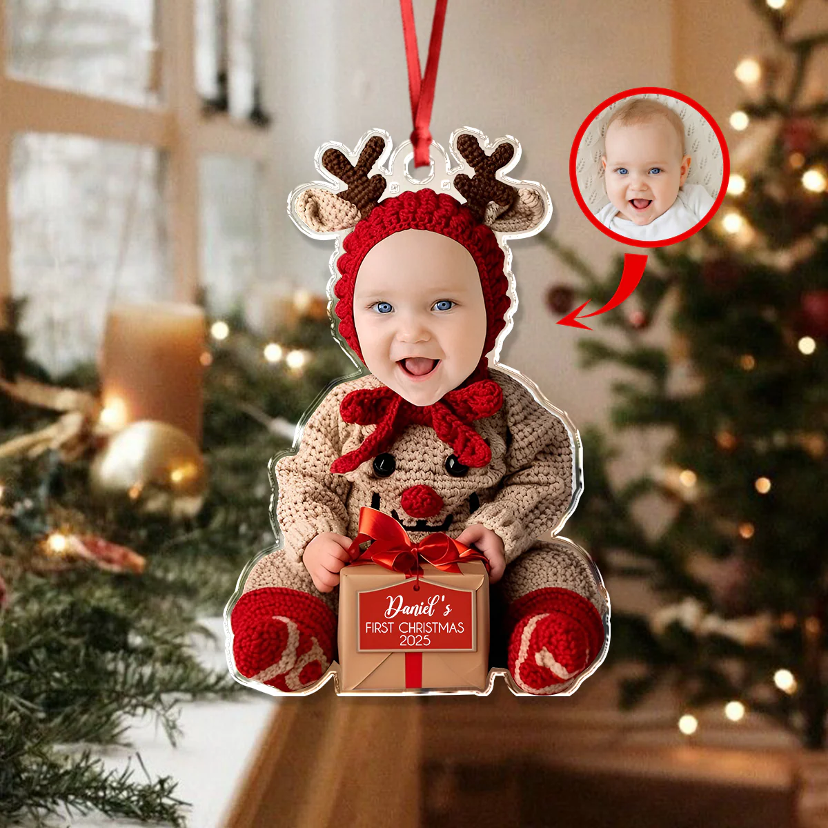 Custom Baby Photo First Christmas Acrylic Ornament HA75 897574 - Image 2