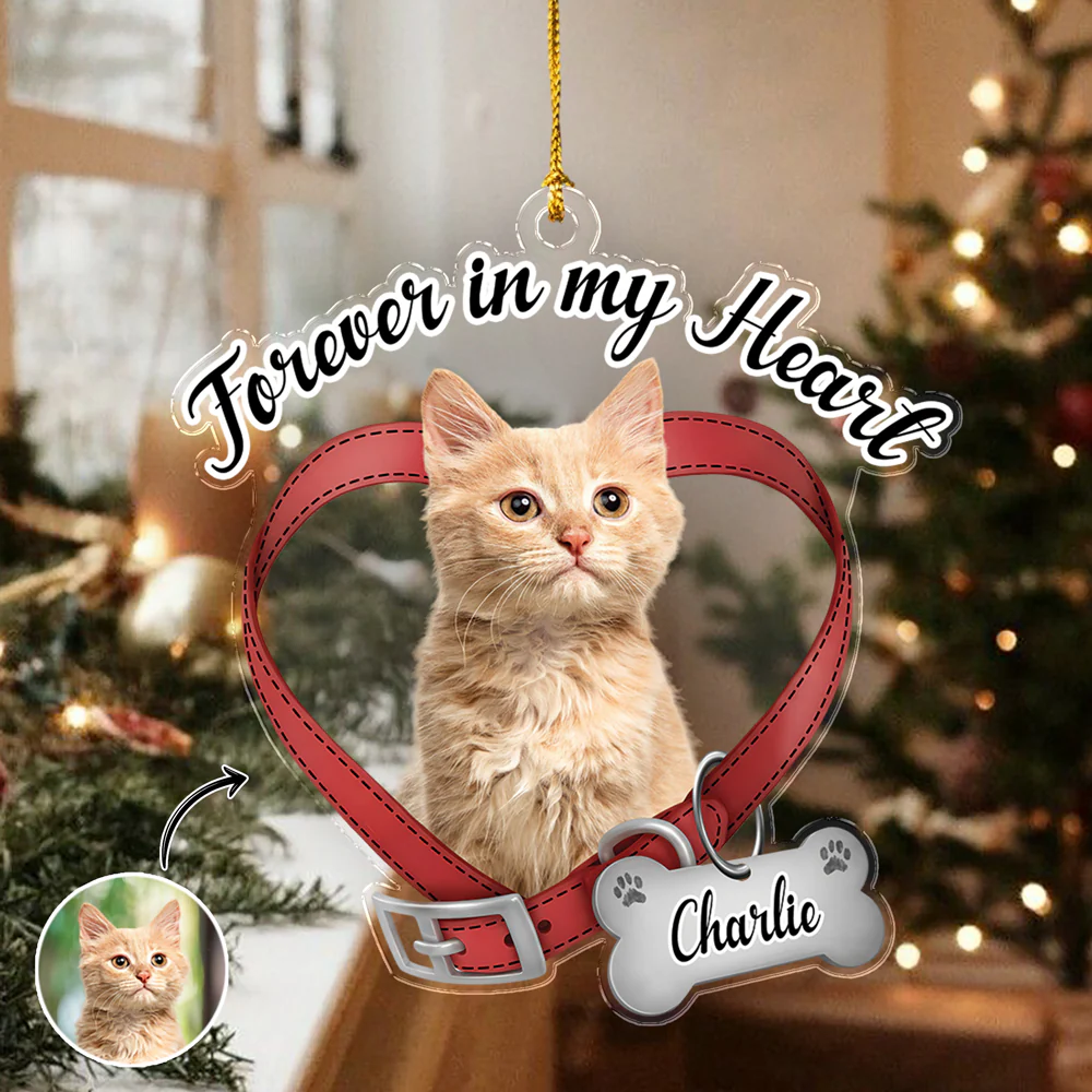 Custom Cat Photo Forever In My Heart Memorial Acrylic Ornament HA75 897522 - Image 6