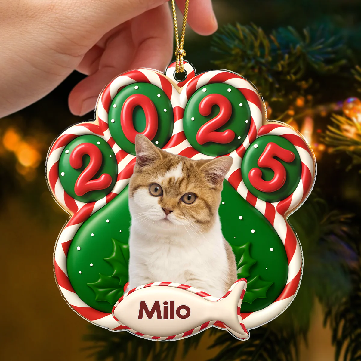 Custom Cat Photo Paw Christmas Acrylic Ornament For Cat Lovers HA75 898376 - Image 6