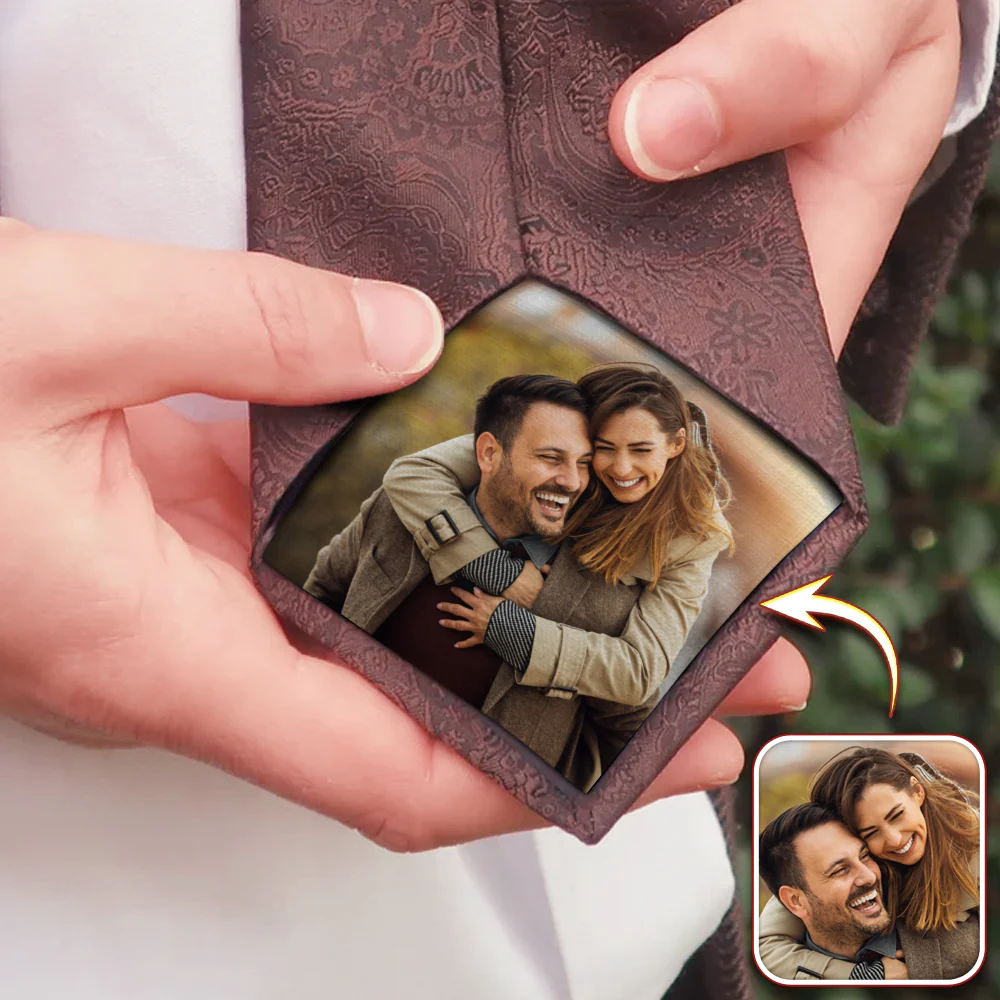 Custom Couple Photo Tie Patch For Men Gift For Him, Wedding Gift HA75 897896 - Image 4