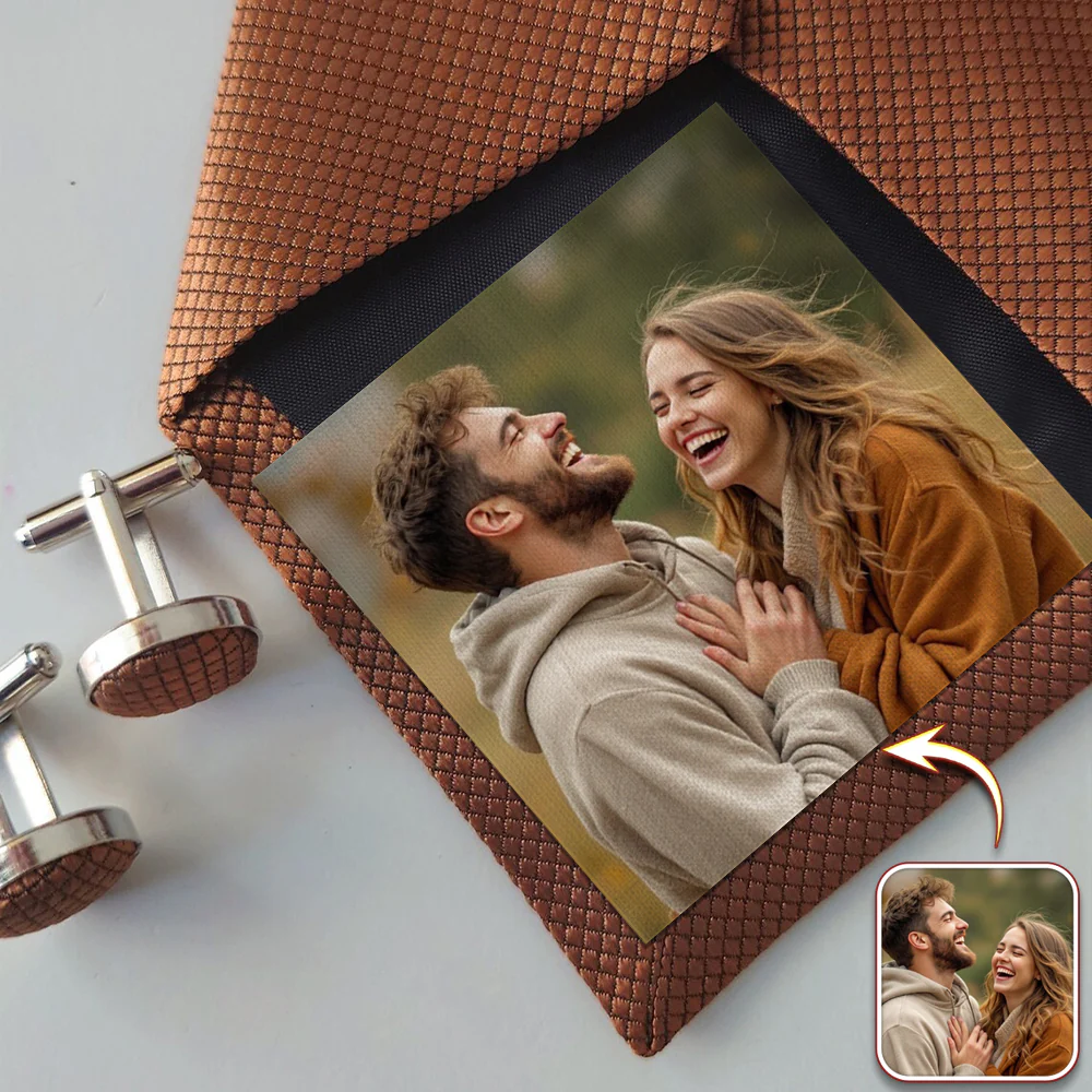 Custom Couple Photo Tie Patch For Men Gift For Him, Wedding Gift HA75 897896 - Image 5