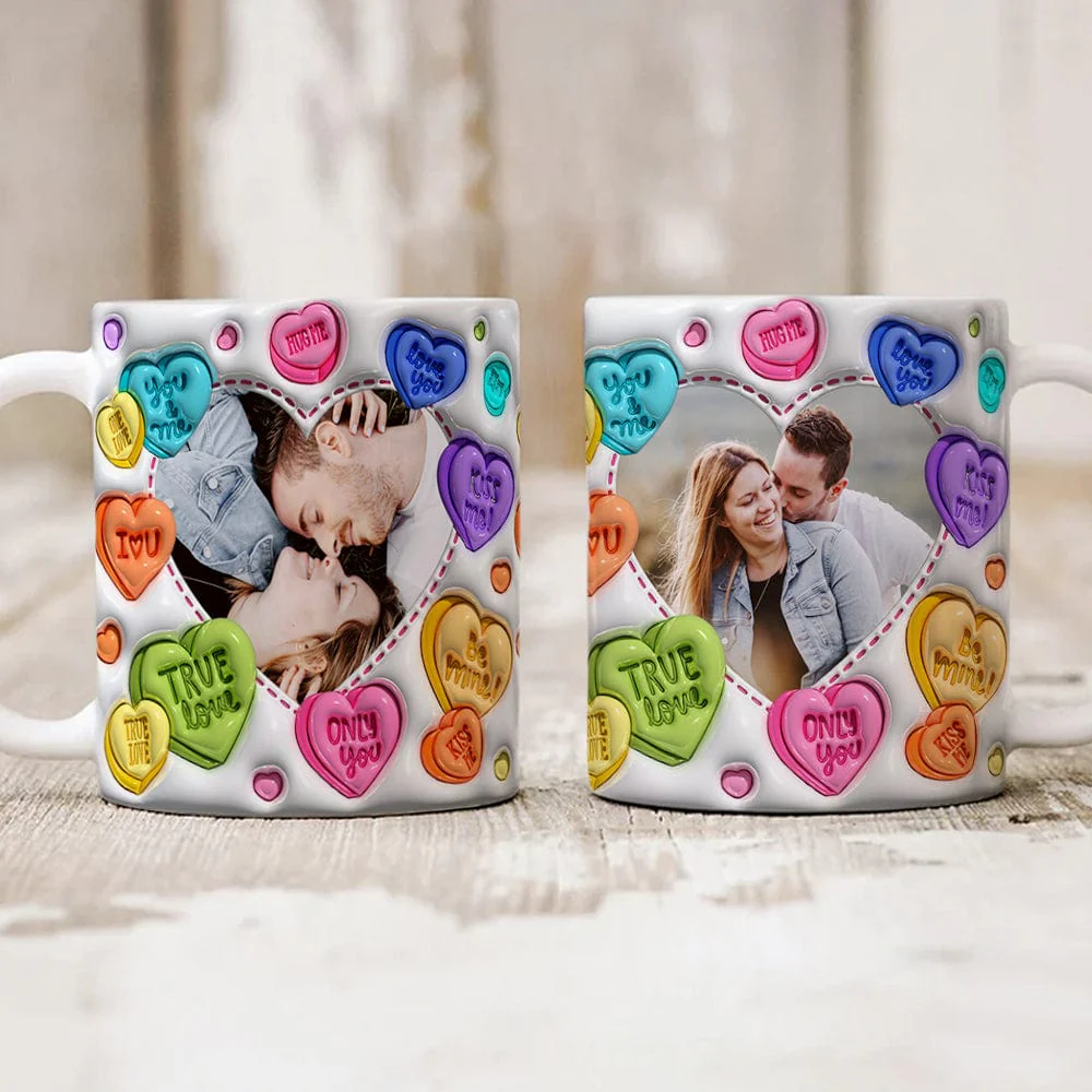 Custom Couple Photo With Heart Pattern 3D Inflated Mug Valentine Gift HA75 891778 - Image 3