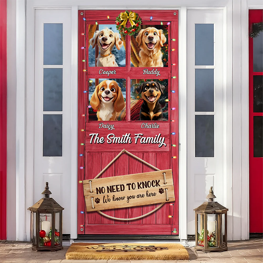 Custom Cute 3D Dog No Need To Knock We Know You Are Here Decoration Door Cover HA75 898080 - Image 8
