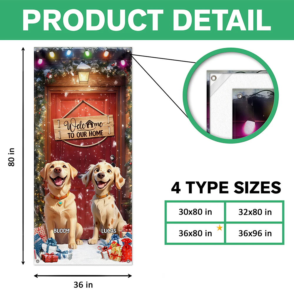 Custom Cute 3D Dog Welcome To Our Home Christmas Decoration Door Cover HA75 898086 - Image 7