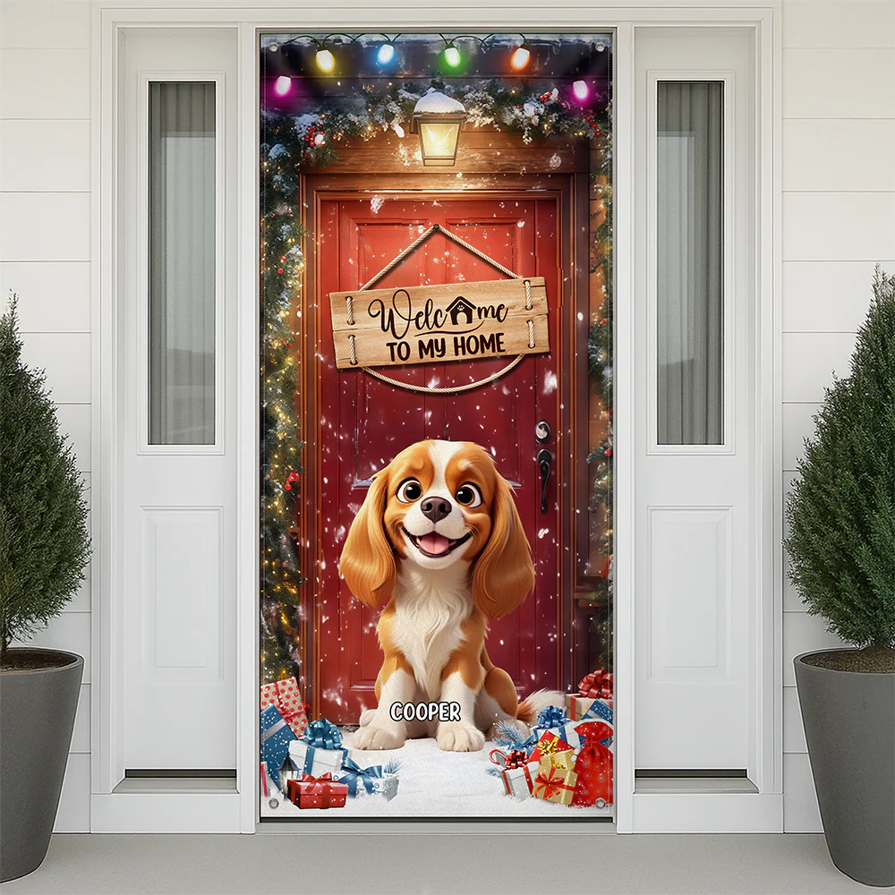 Custom Cute 3D Dog Welcome To Our Home Christmas Decoration Door Cover HA75 898086 - Image 9