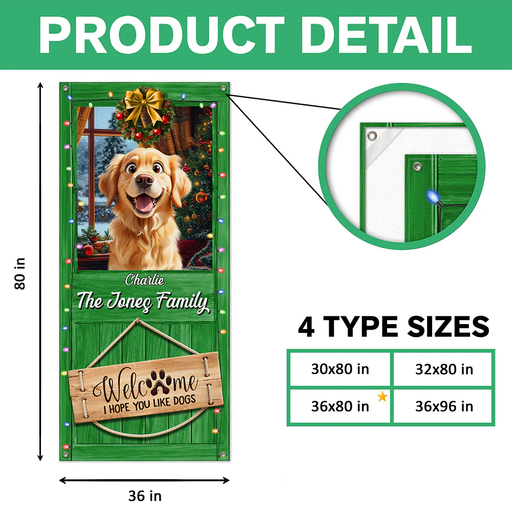 Custom Cute 3D Dog Welcome We Hope You Like Dogs Decoration Door Cover HA75 898078 - Image 7