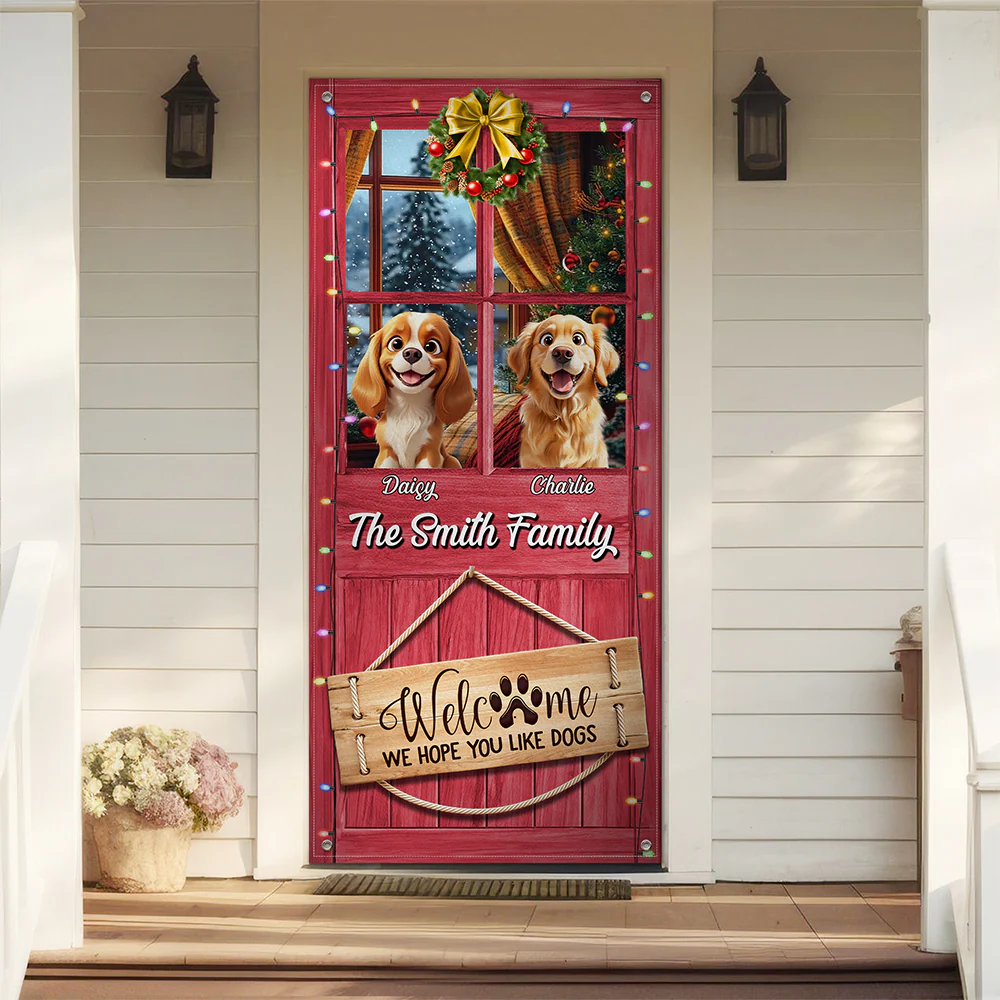 Custom Cute 3D Dog Welcome We Hope You Like Dogs Decoration Door Cover HA75 898078 - Image 8