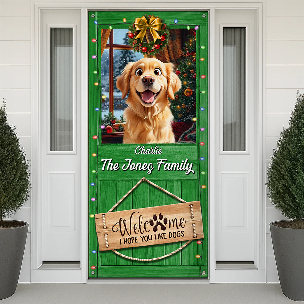 Custom Cute 3D Dog Welcome We Hope You Like Dogs Decoration Door Cover HA75 898078 - Image 9