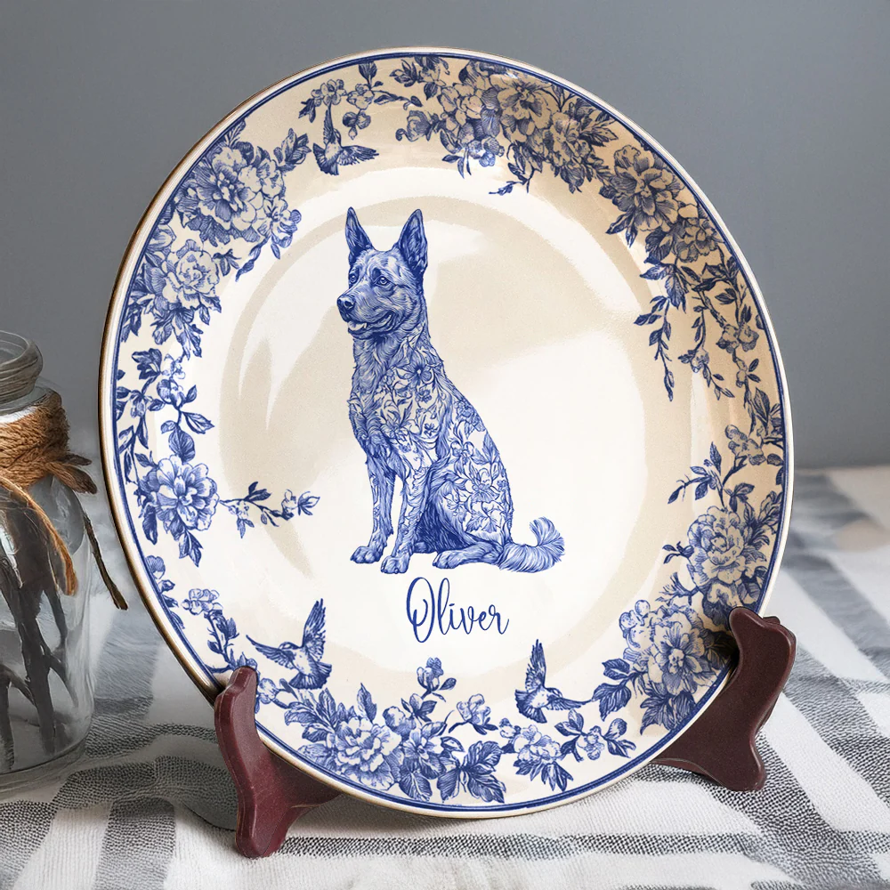 Custom Dog Breeds Chinoiserie Toile De Jouy Style Personalized Ceramic Plate HA75 892532 - Image 3