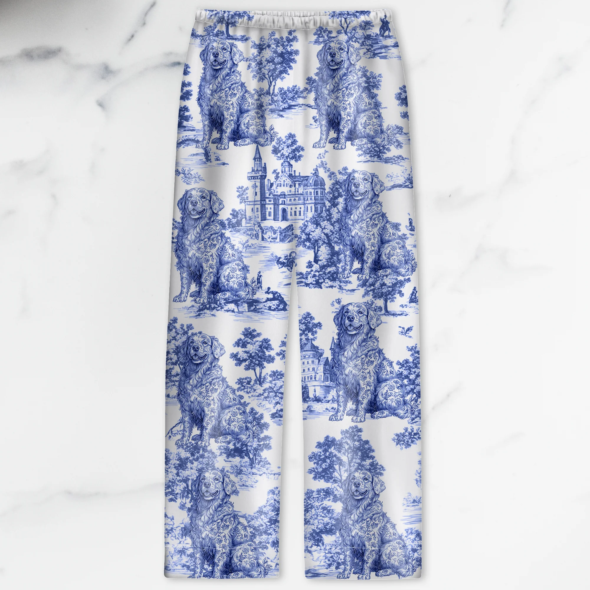 Custom Dog Breeds Chinoiserie Toile De Jouy Style Personalized Satin Pajamas HA75 892542 - Image 7