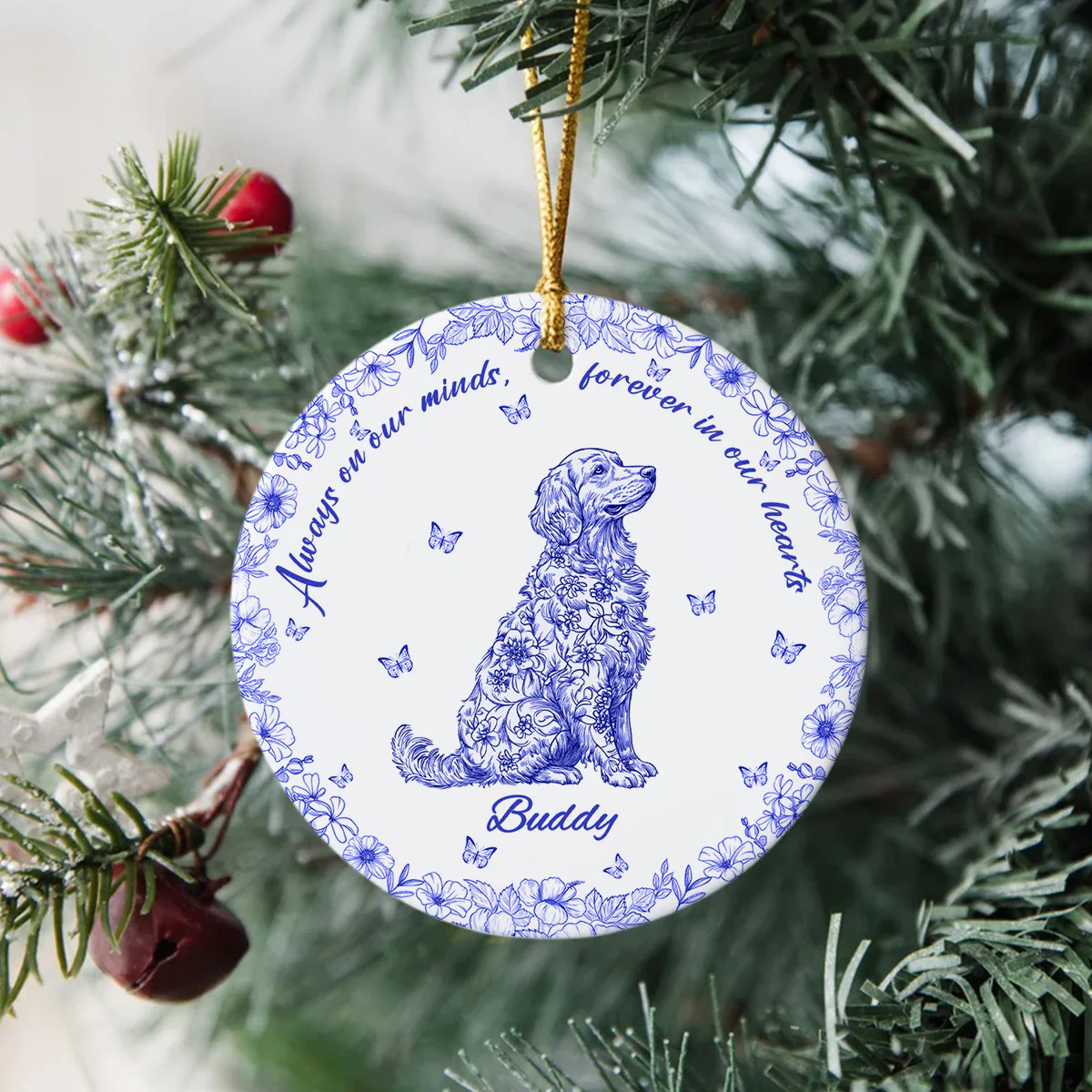 Custom Dog Breeds Not A Day Goes By Memorial Dog Toile De Jouy Style Ceramic Ornament HA75 897124 - Image 2